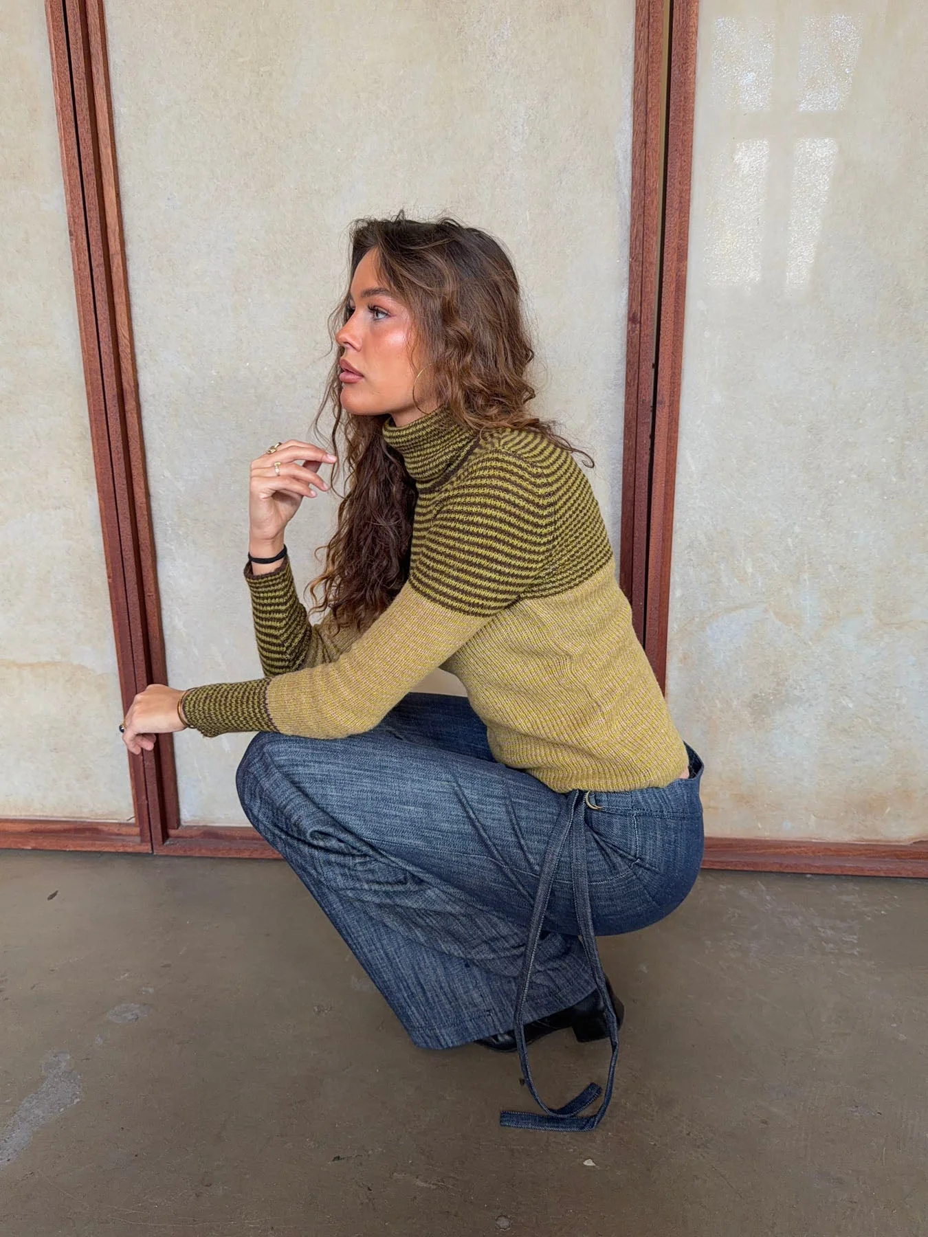 Swela knit with turtleneck - Green/brown 11 Swela knit with turtleneck - Green/brown