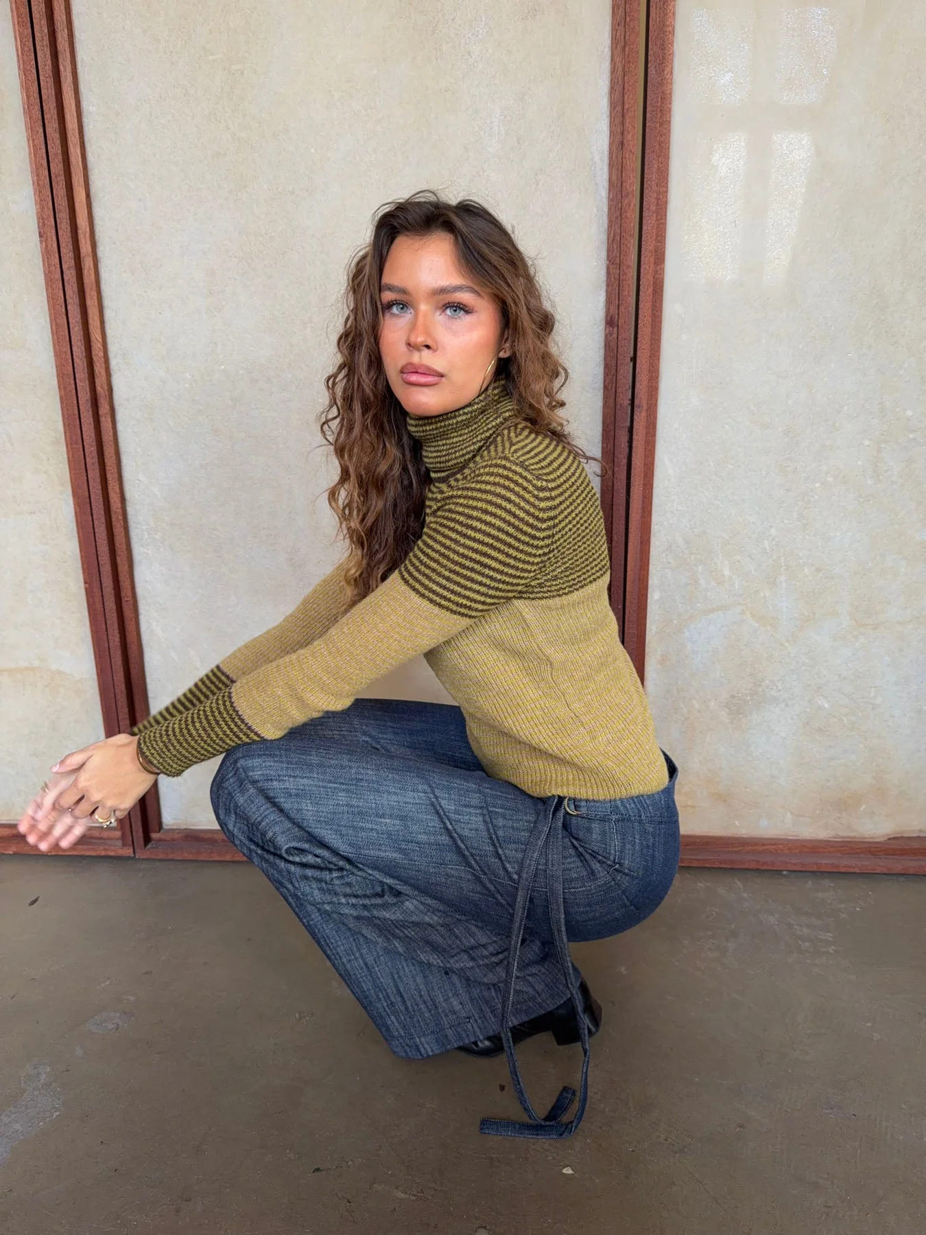 Swela knit with turtleneck - Green/brown 5 Swela knit with turtleneck - Green/brown