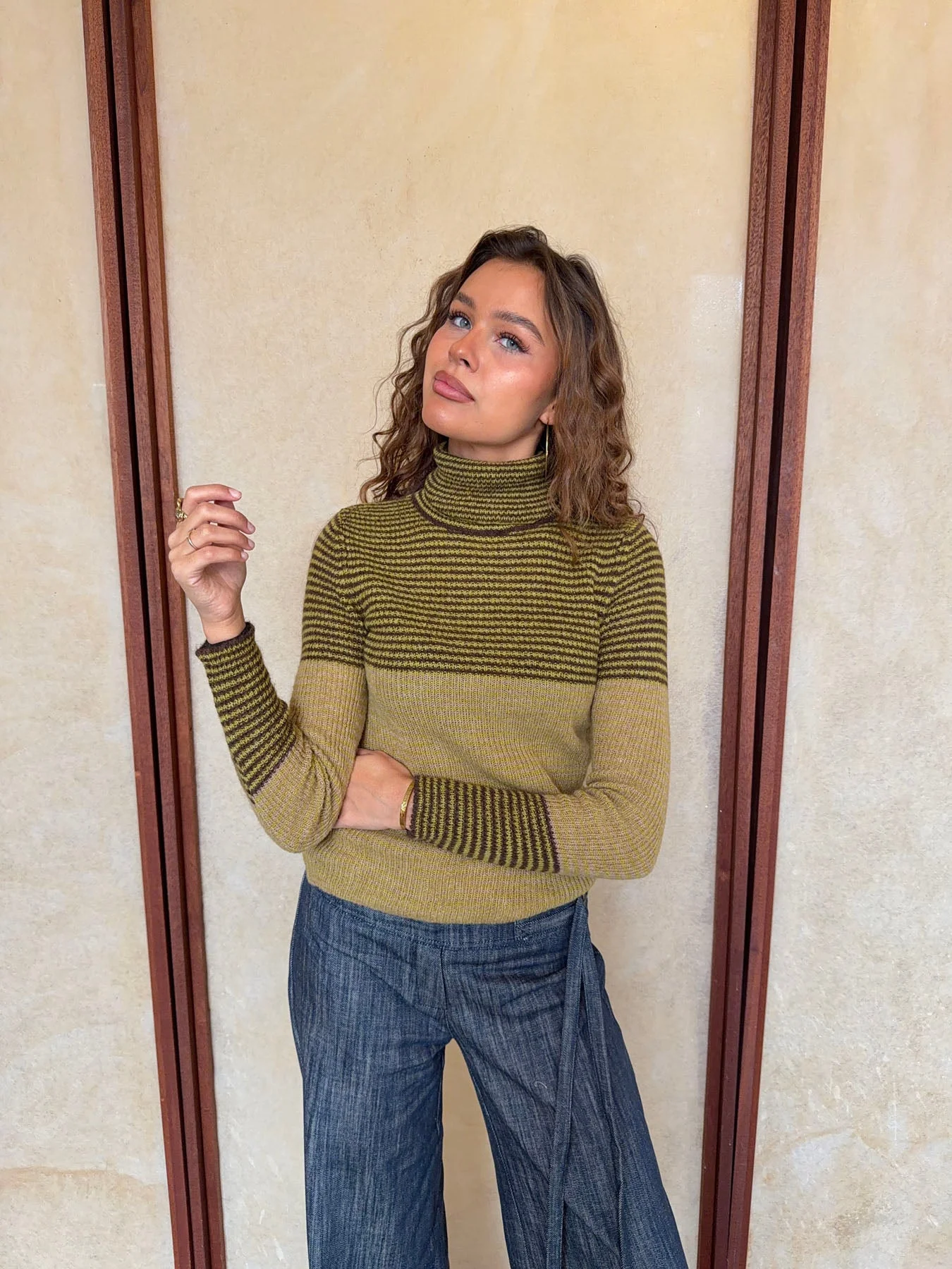 Swela knit with turtleneck - Green/brown 7 Swela knit with turtleneck - Green/brown