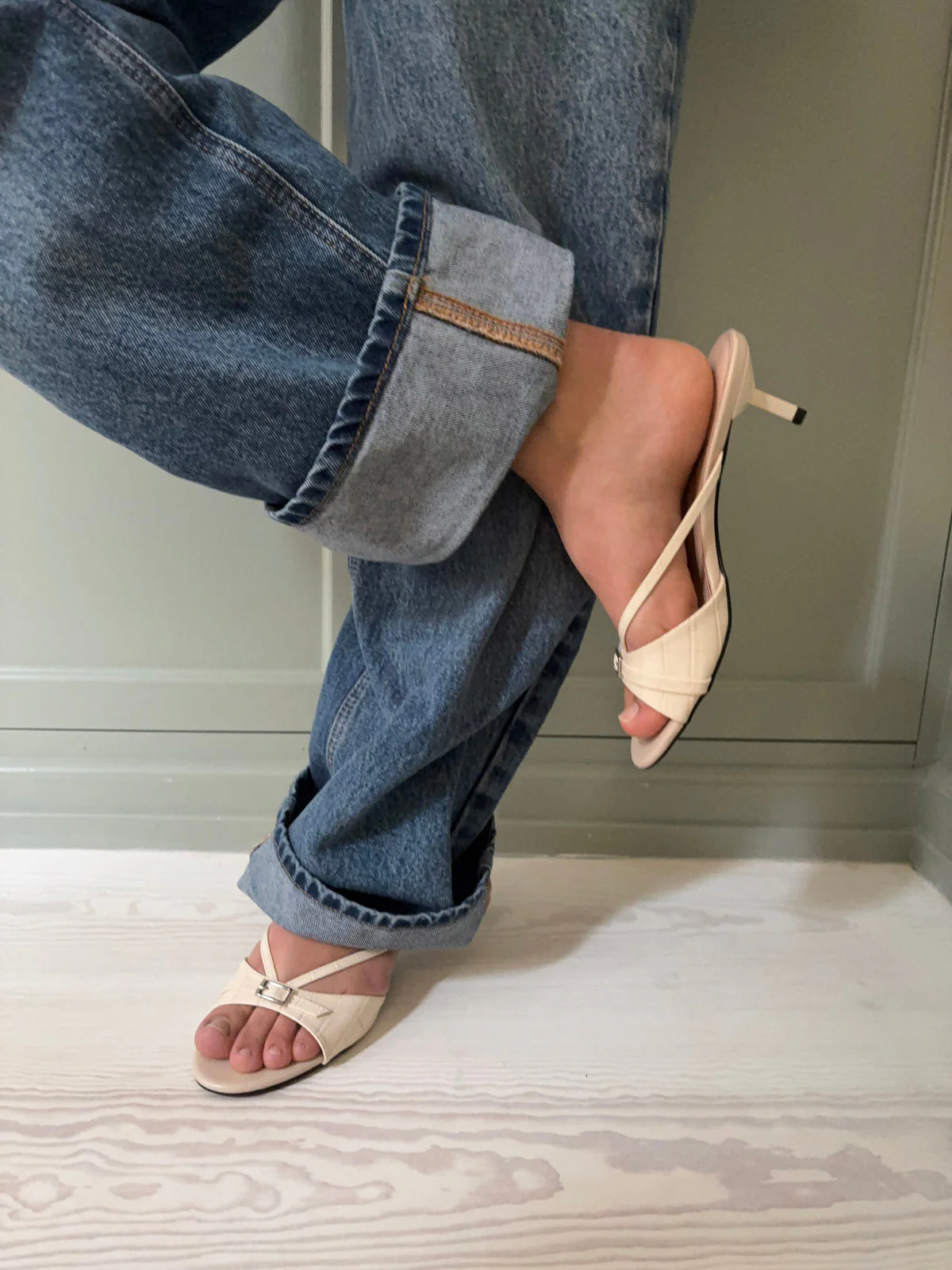Teleo mini heels with buckle detail - Cream 12 Teleo mini heels with buckle detail - Cream
