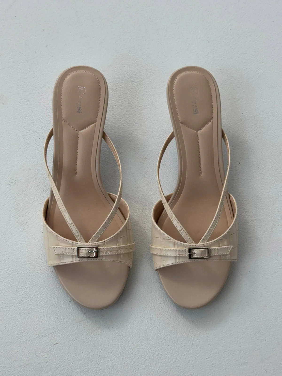 Teleo mini heels with buckle detail - Cream 9 Teleo mini heels with buckle detail - Cream