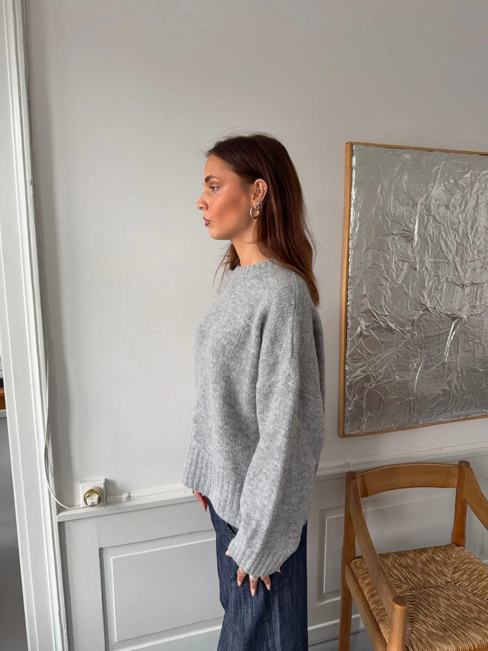 Vicky knit with ribbed details - Grey 5 Vicky knit with ribbed details - Grey