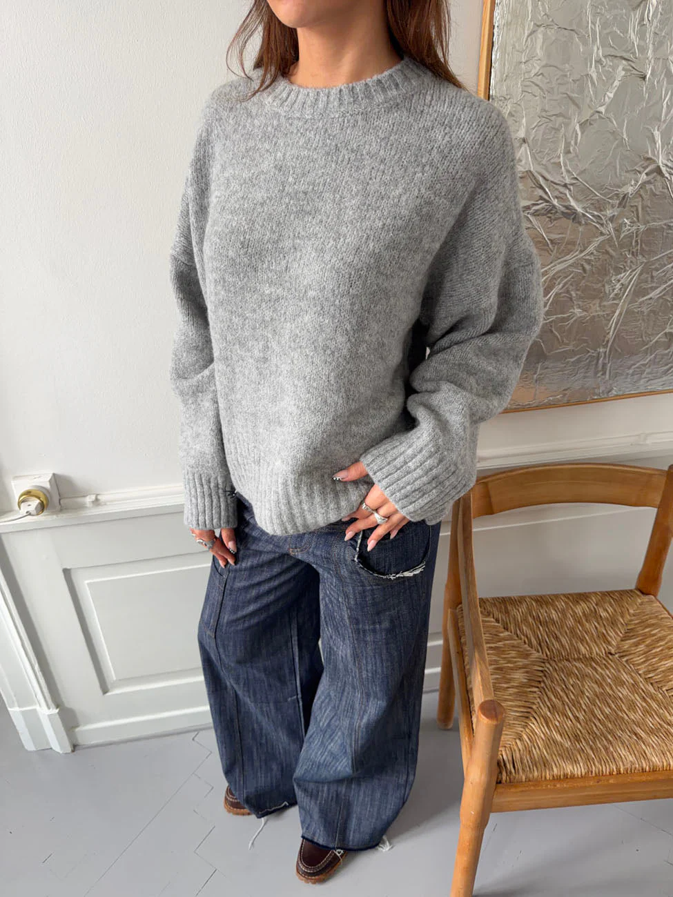 Vicky knit with ribbed details - Grey 8 Vicky knit with ribbed details - Grey