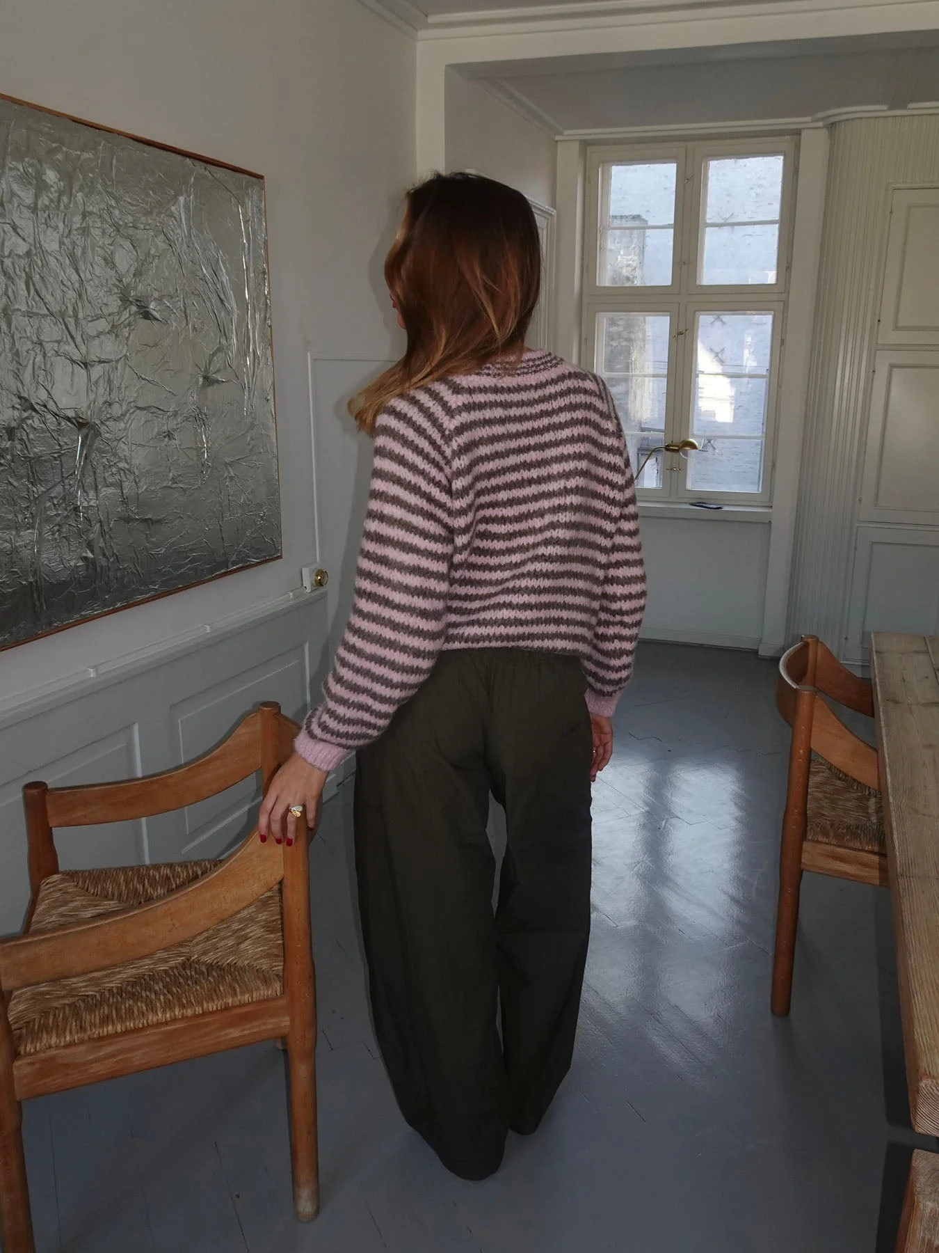 Zeya knit with stripes - Baby pink/taupe 10 Zeya knit with stripes - Baby pink/taupe