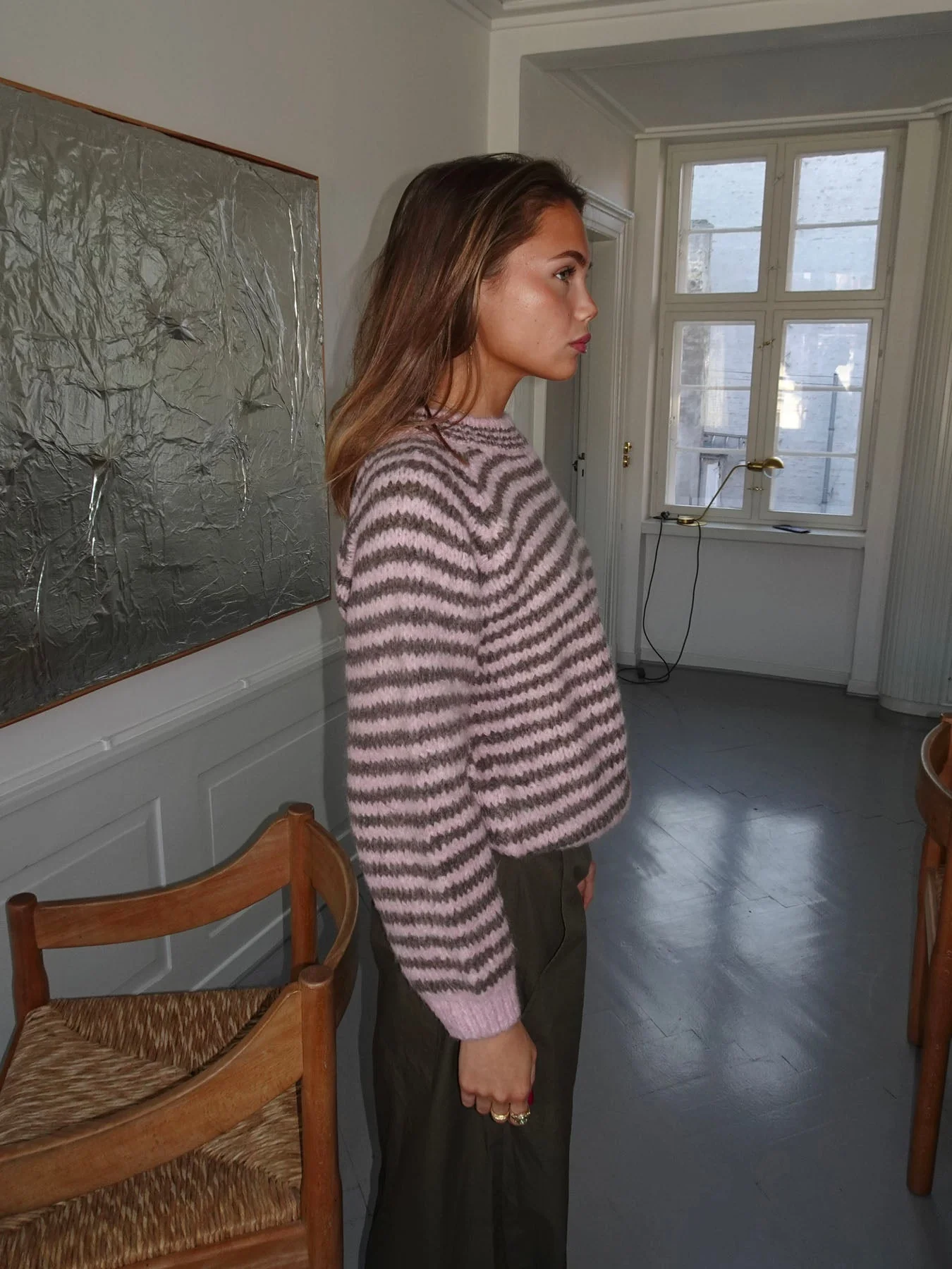 Zeya knit with stripes - Baby pink/taupe 11 Zeya knit with stripes - Baby pink/taupe