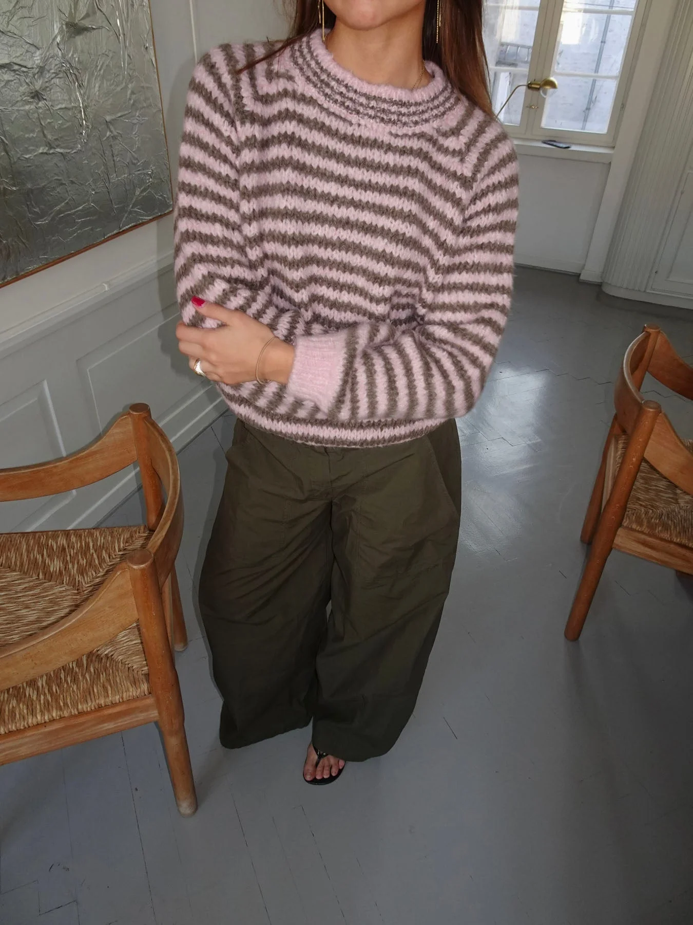 Zeya knit with stripes - Baby pink/taupe 12 Zeya knit with stripes - Baby pink/taupe