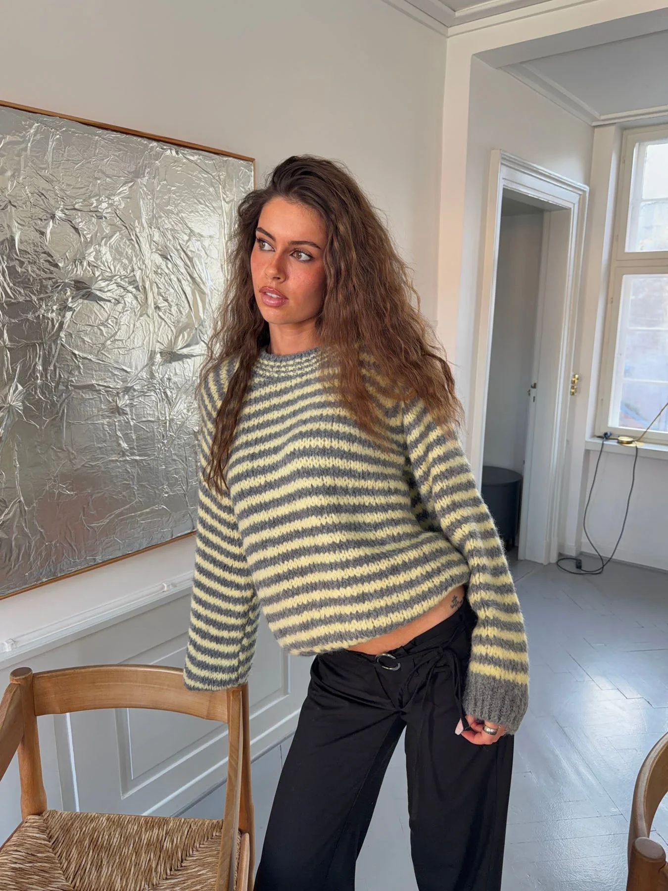 Zeya knit with stripes - Yellow/grey 2 Zeya knit with stripes - Yellow/grey