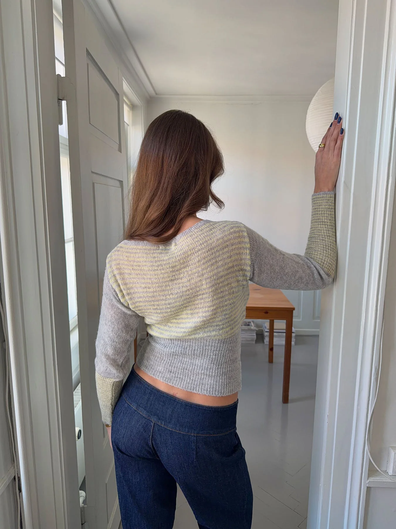 Margo fitted striped knit sweater - Grey/yellow 3 Margo fitted striped knit sweater - Grey/yellow