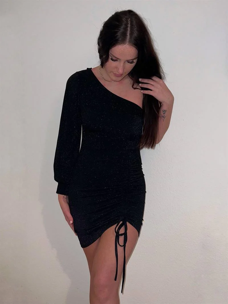 Kalina one shoulder dress - Black glitter 2 Kalina one shoulder dress - Black glitter