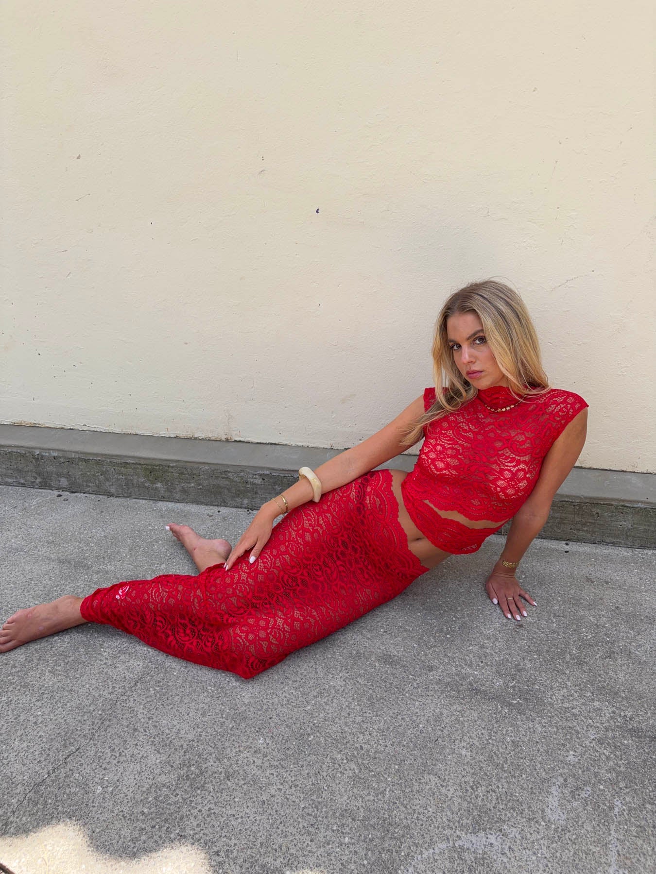 Marisole top in lace - Red 12 Marisole top in lace - Red