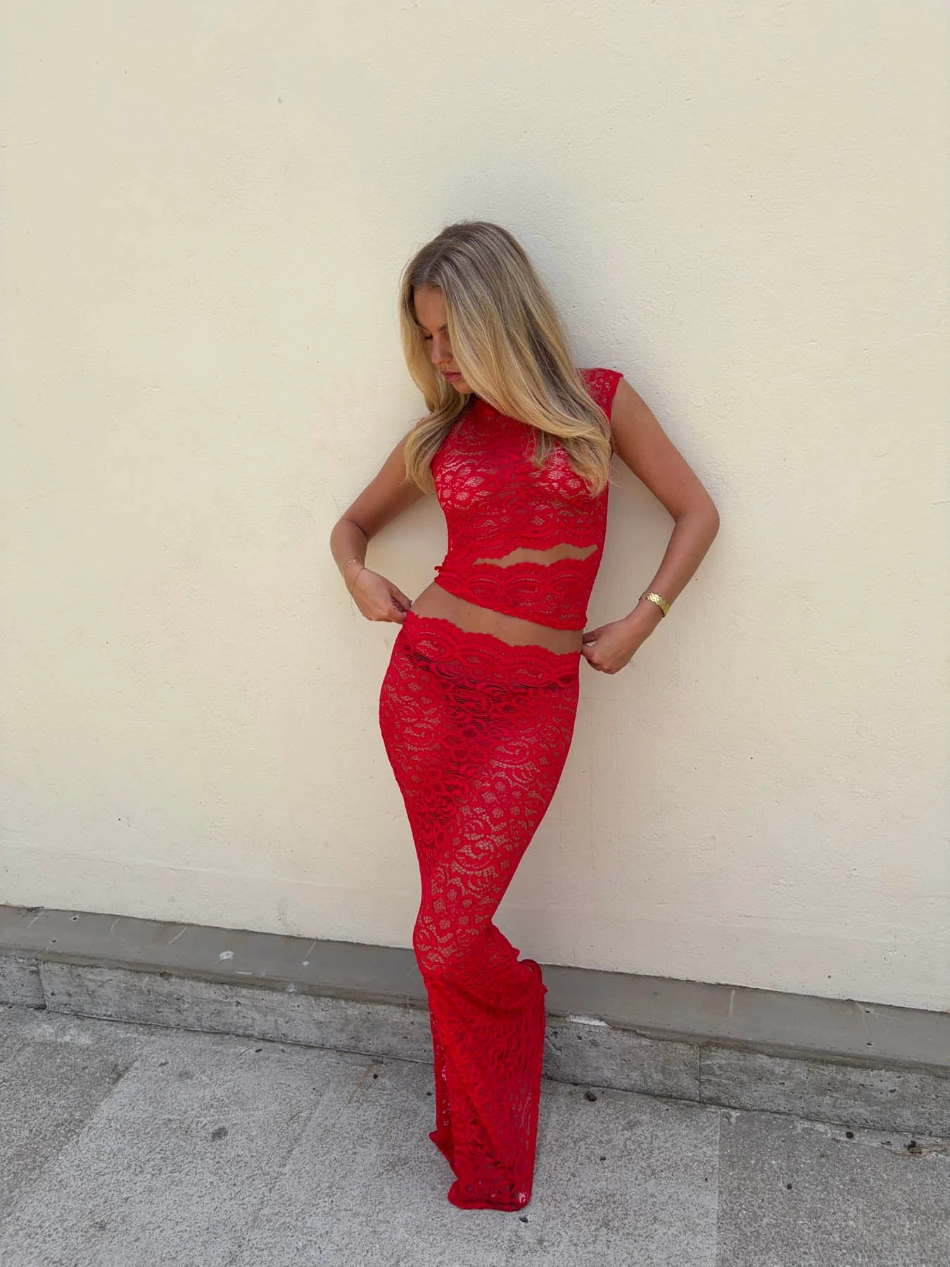 Marisole top in lace - Red 7 Marisole top in lace - Red