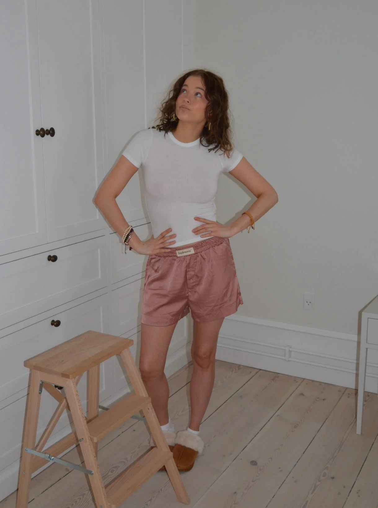 "Day dreamin´" satin pajamas shorts - Rose pink 5 "Day dreamin´" satin pajamas shorts - Rose pink