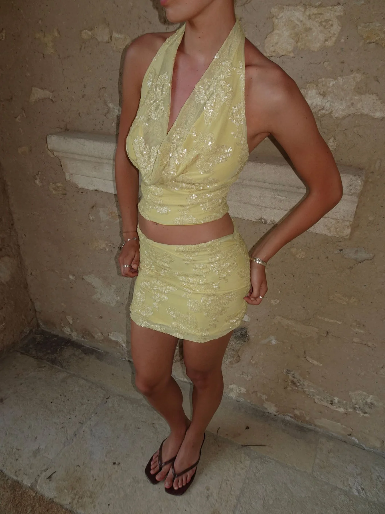 Aladinea skirt with sequins - Yellow 13 Aladinea skirt with sequins - Yellow