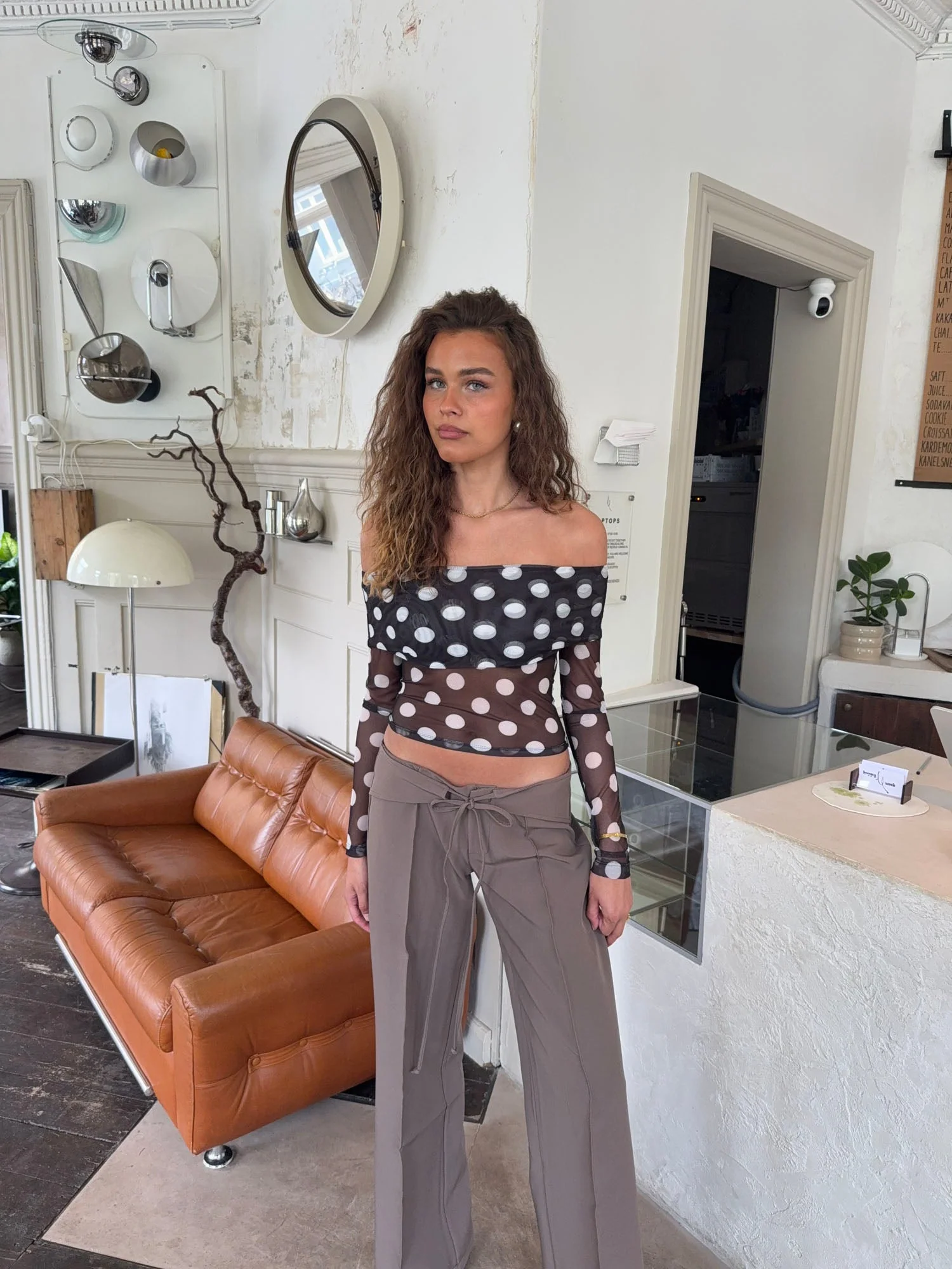 Alba off shoulder top with polka dots – Black/white 9 Alba off shoulder top with polka dots – Black/white