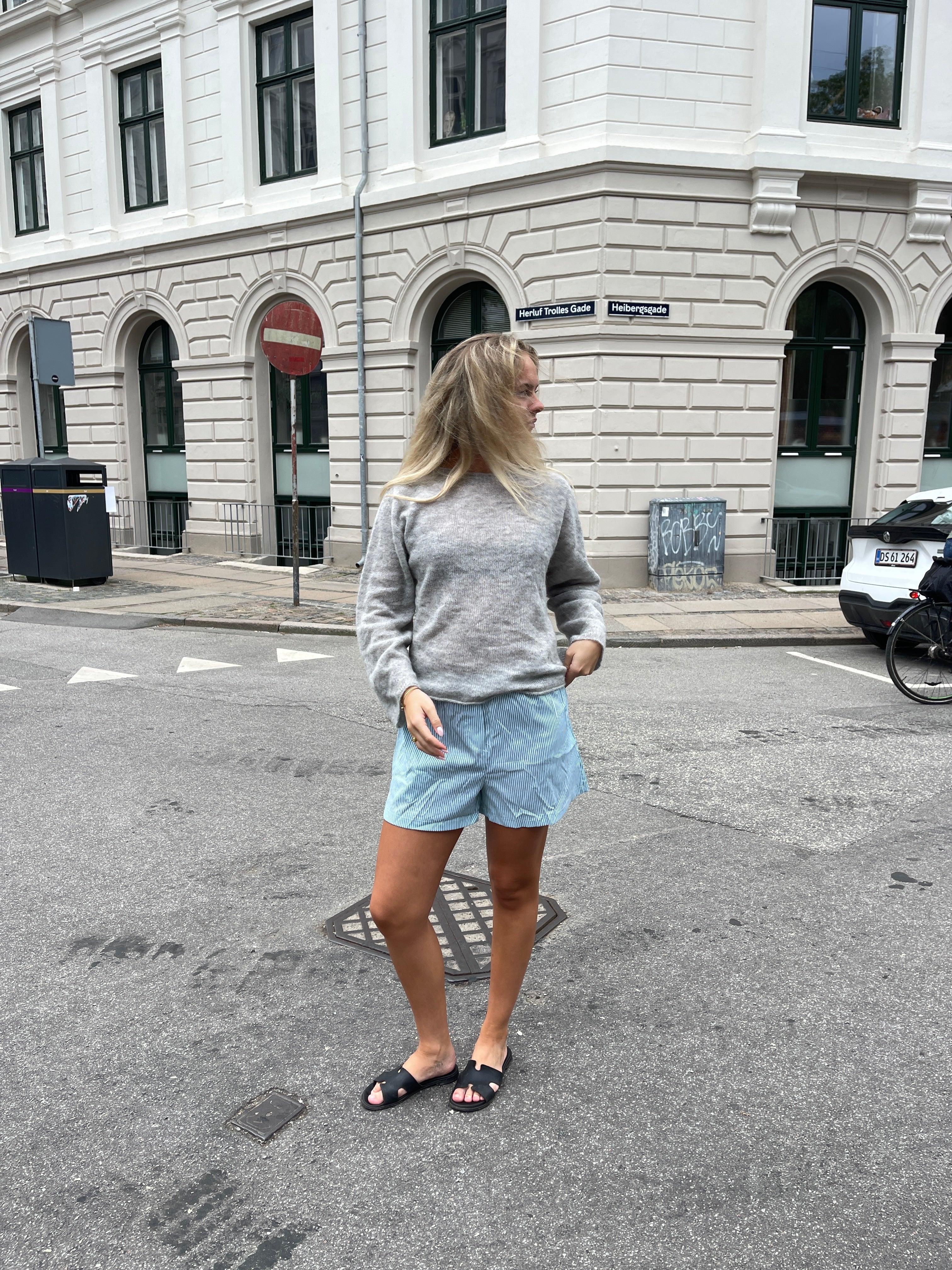Andrea shorts with stripes - Green/white