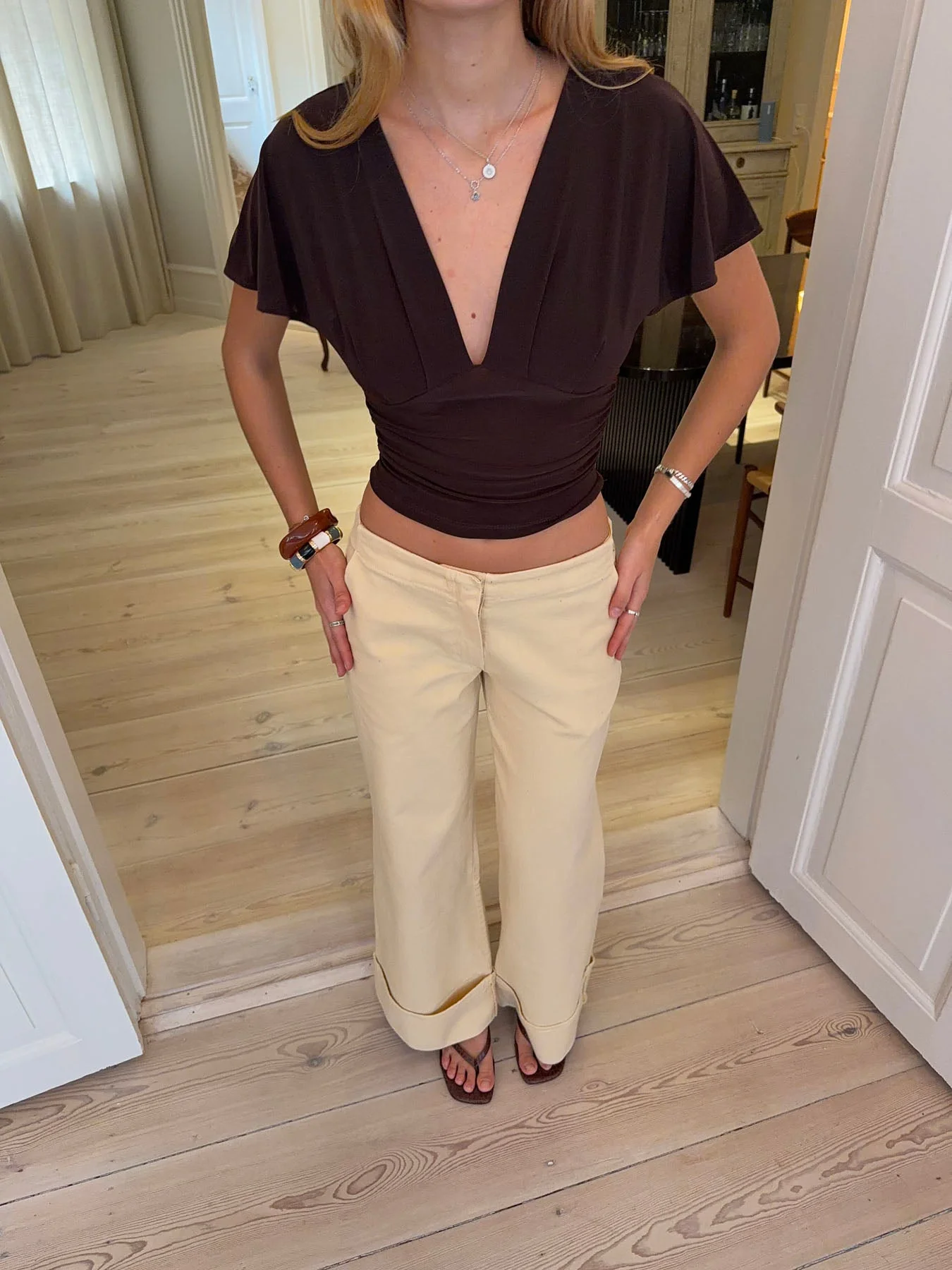Amelia v-neck top - Brown 3 Amelia v-neck top - Brown