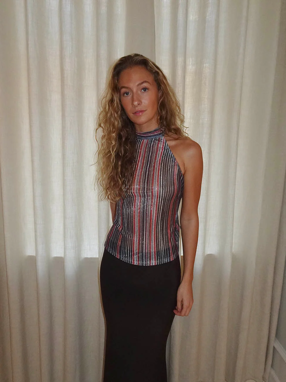 Bellaline glitter top with open back - Multicolored