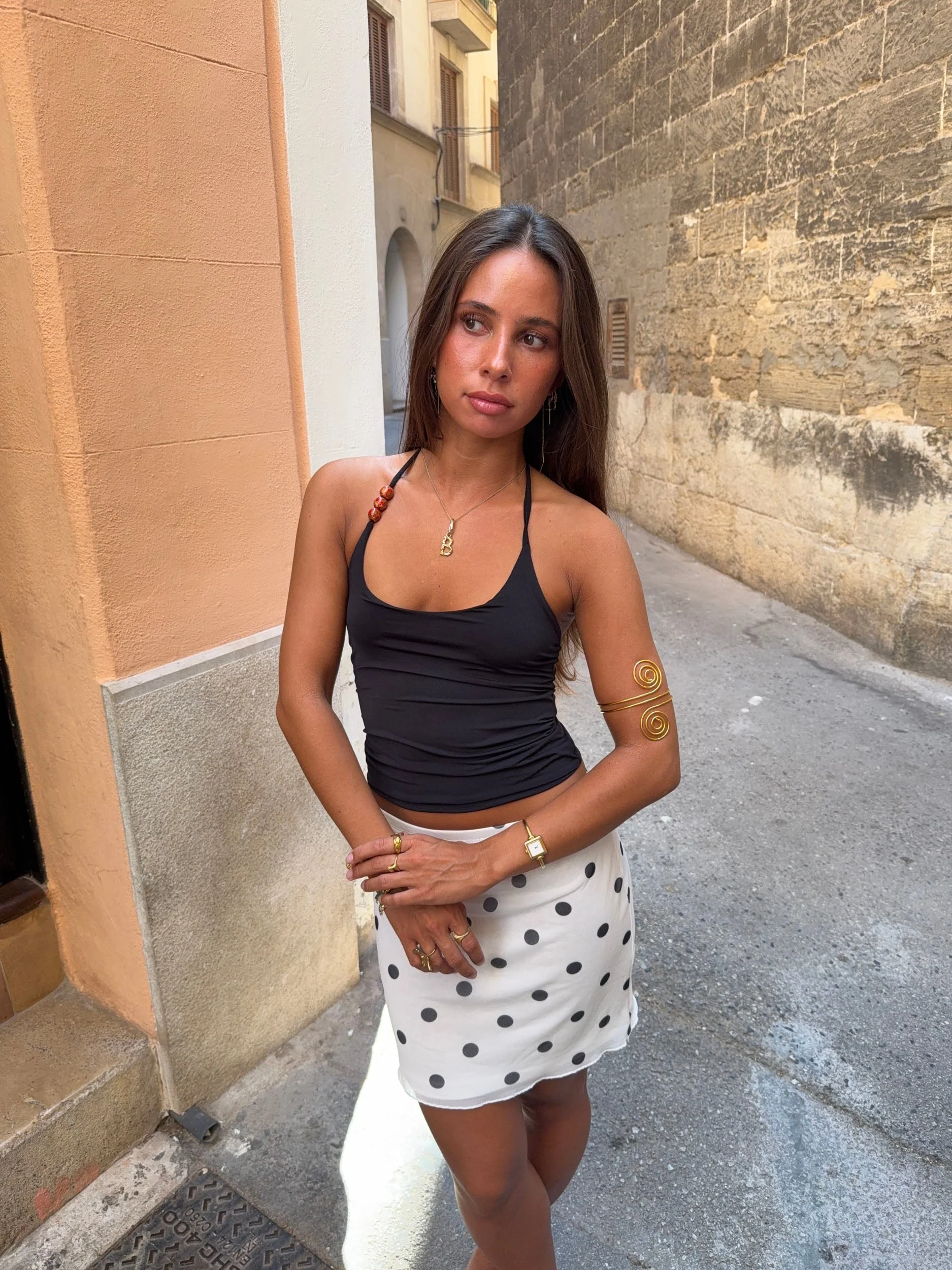 Brooks top with pearls - Black/orange 12 Brooks top with pearls - Black/orange