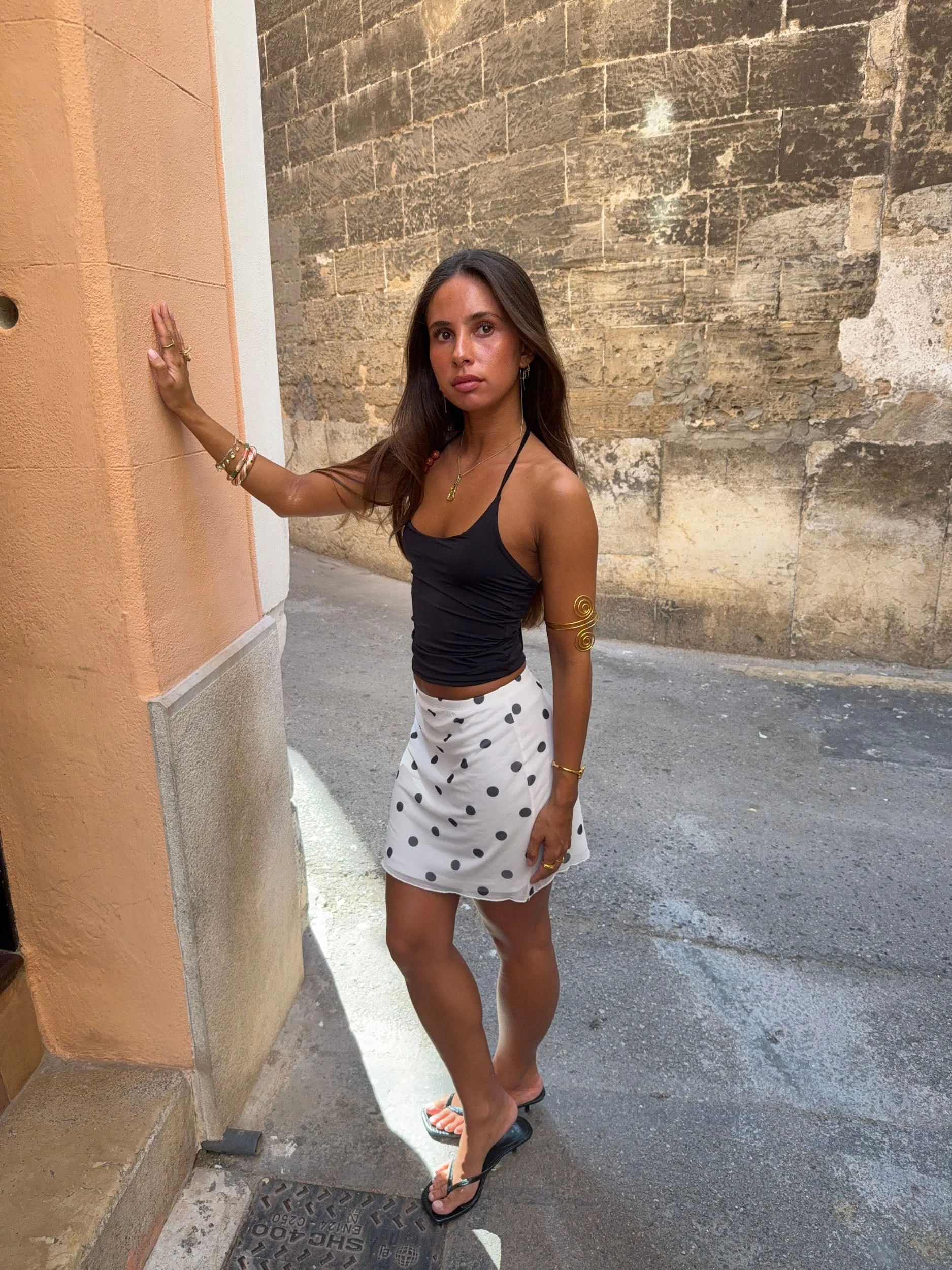 Brooks top with pearls - Black/orange 13 Brooks top with pearls - Black/orange