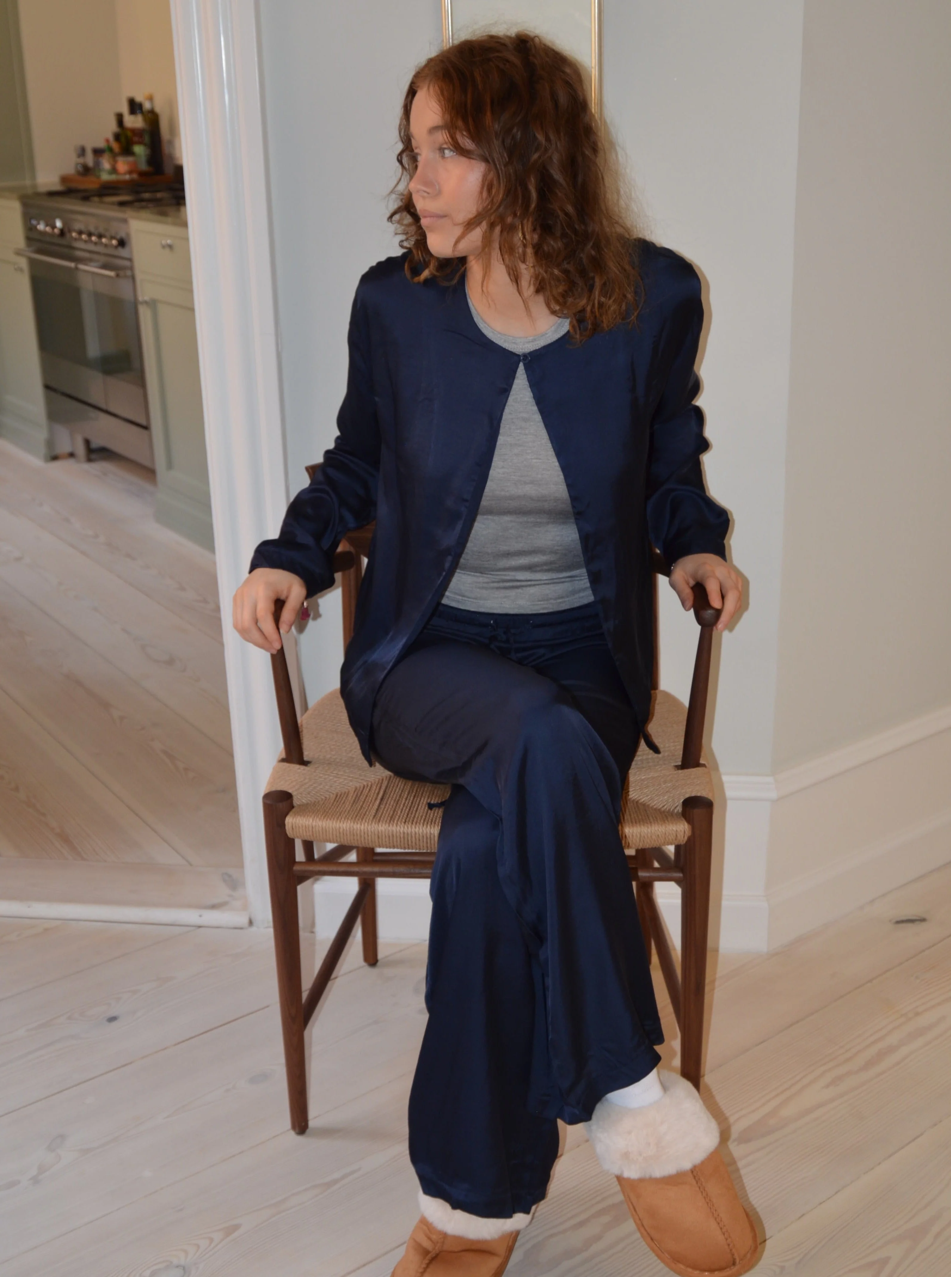 Callie satin cardigan - Navy 2 Callie satin cardigan - Navy