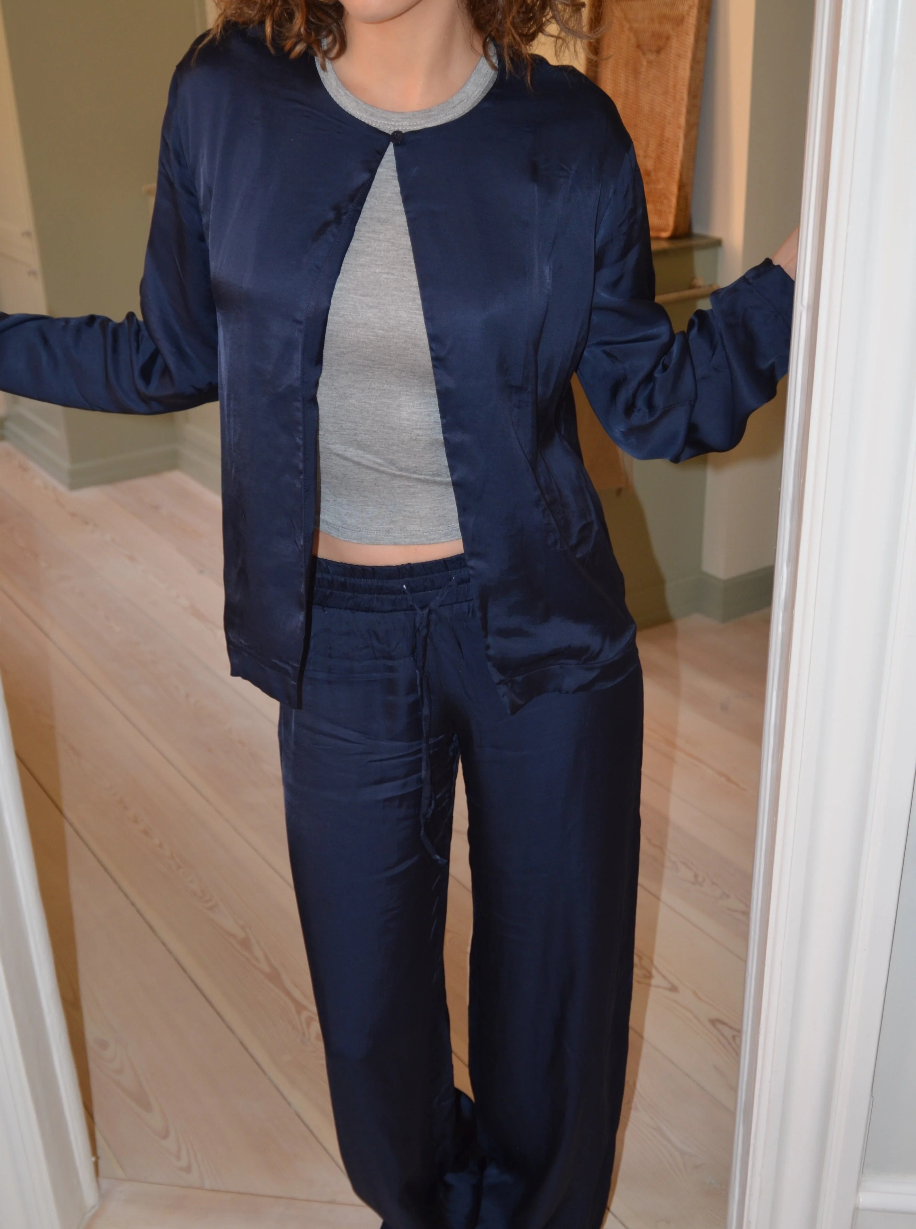 Callie satin cardigan - Navy 3 Callie satin cardigan - Navy