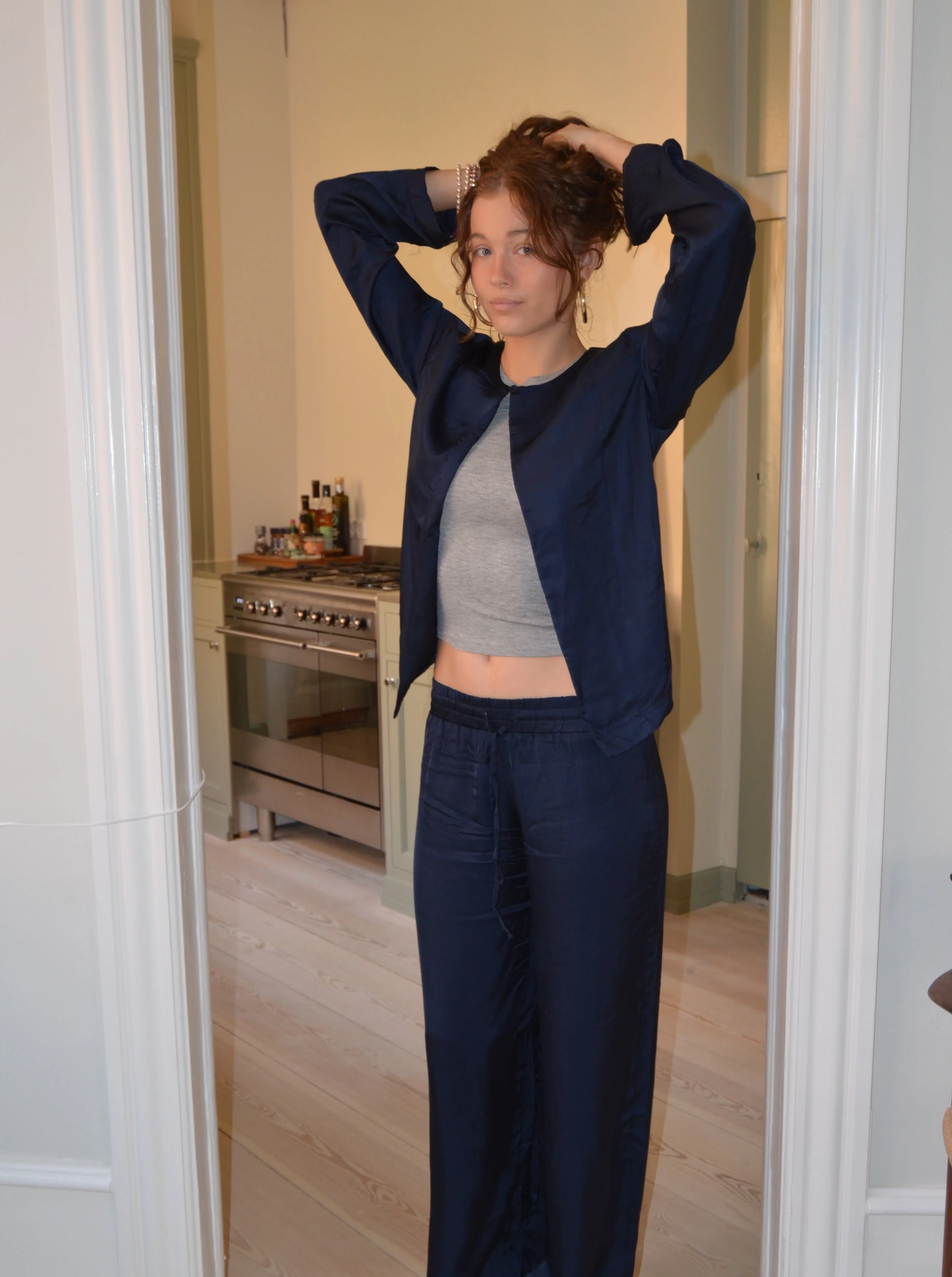 Callie satin cardigan - Navy 4 Callie satin cardigan - Navy