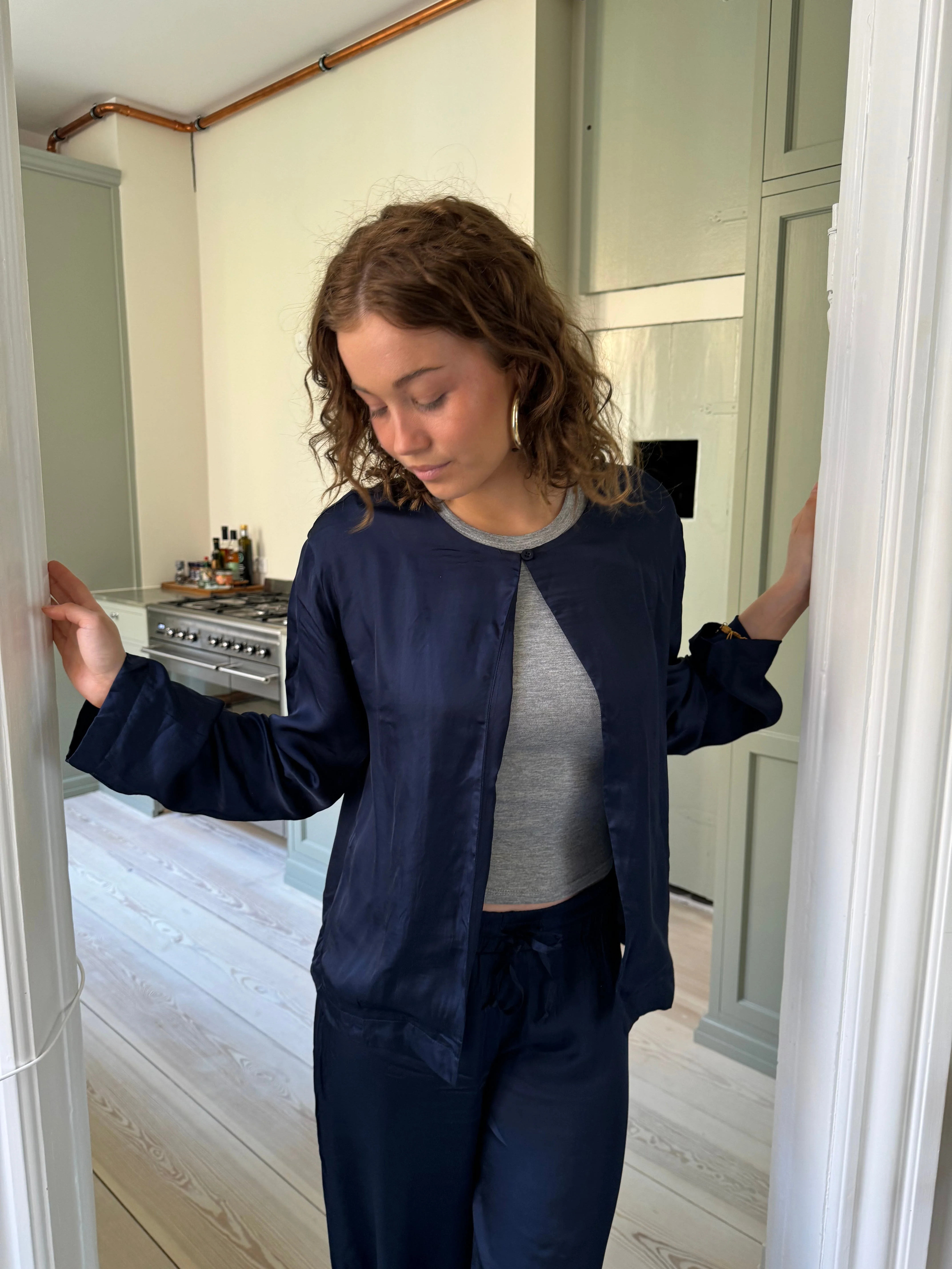 Callie satin cardigan - Navy 8 Callie satin cardigan - Navy