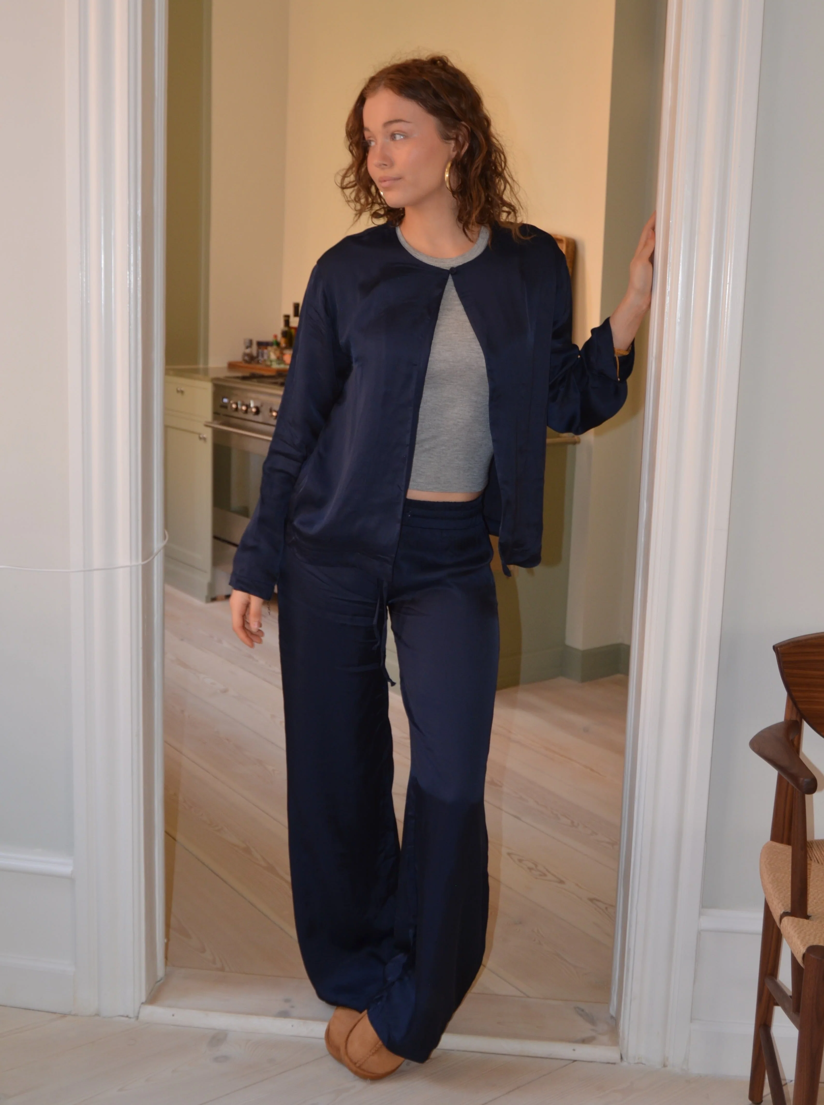 Callie satin cardigan - Navy 9 Callie satin cardigan - Navy