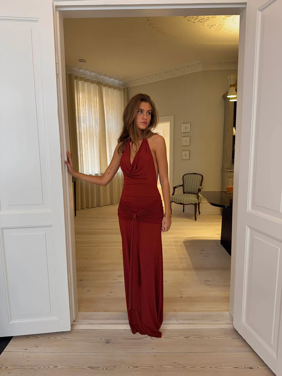 Redina dress with open back - Rust 11 Redina dress with open back - Rust