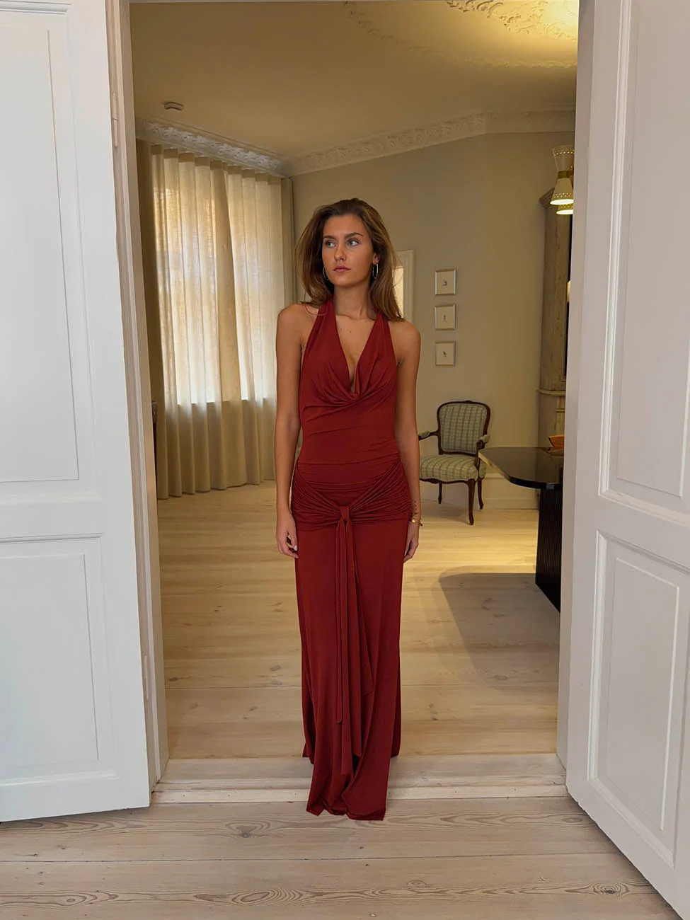 Redina dress with open back - Rust 14 Redina dress with open back - Rust