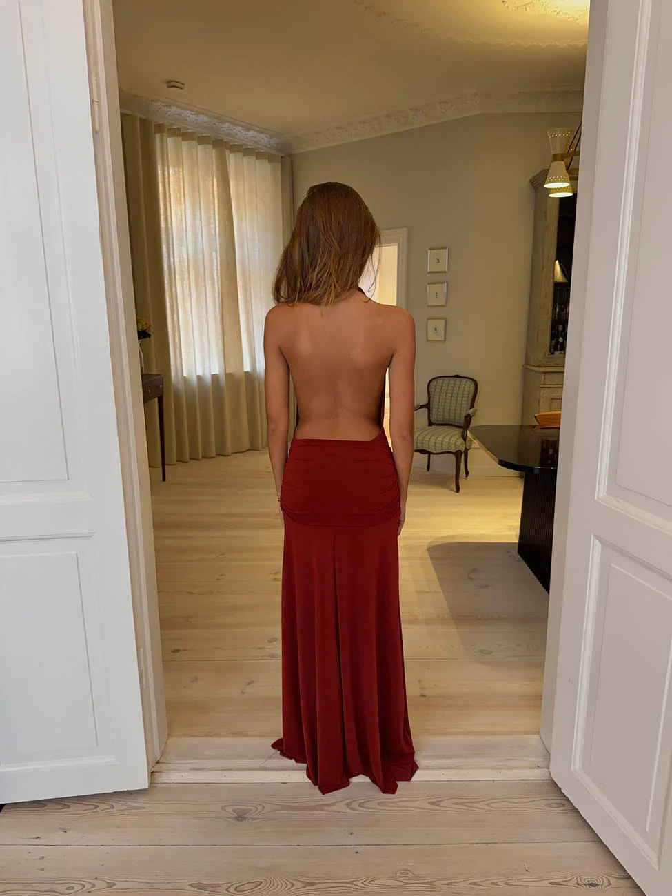 Redina dress with open back - Rust 9 Redina dress with open back - Rust