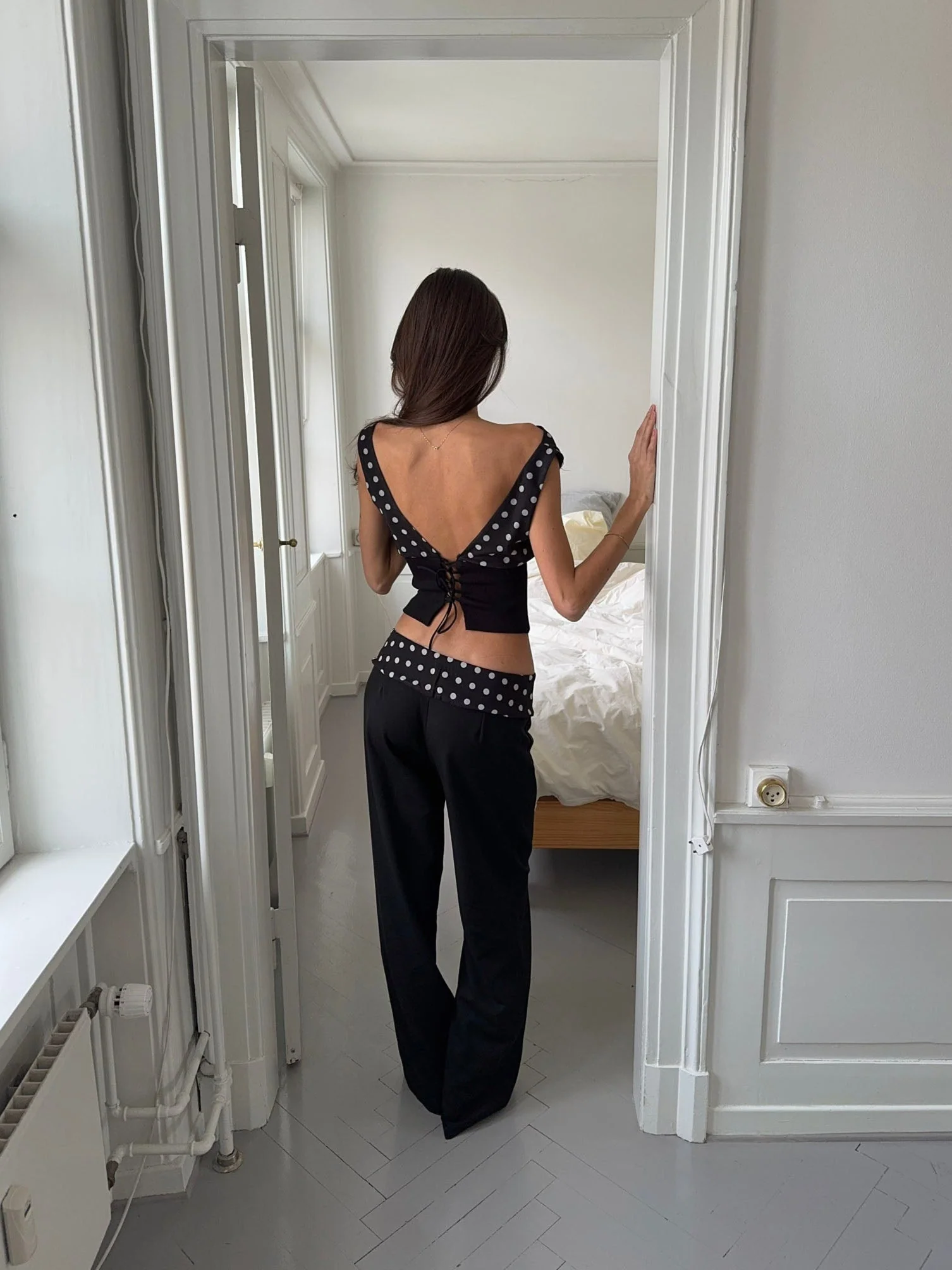 Calsia suit pants with polka dotted trim - Black 2 Calsia suit pants with polka dotted trim - Black