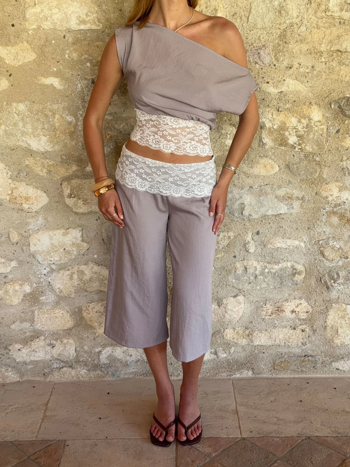Camina loose caprishorts with lace - Beige/white 11 Camina loose caprishorts with lace - Beige/white
