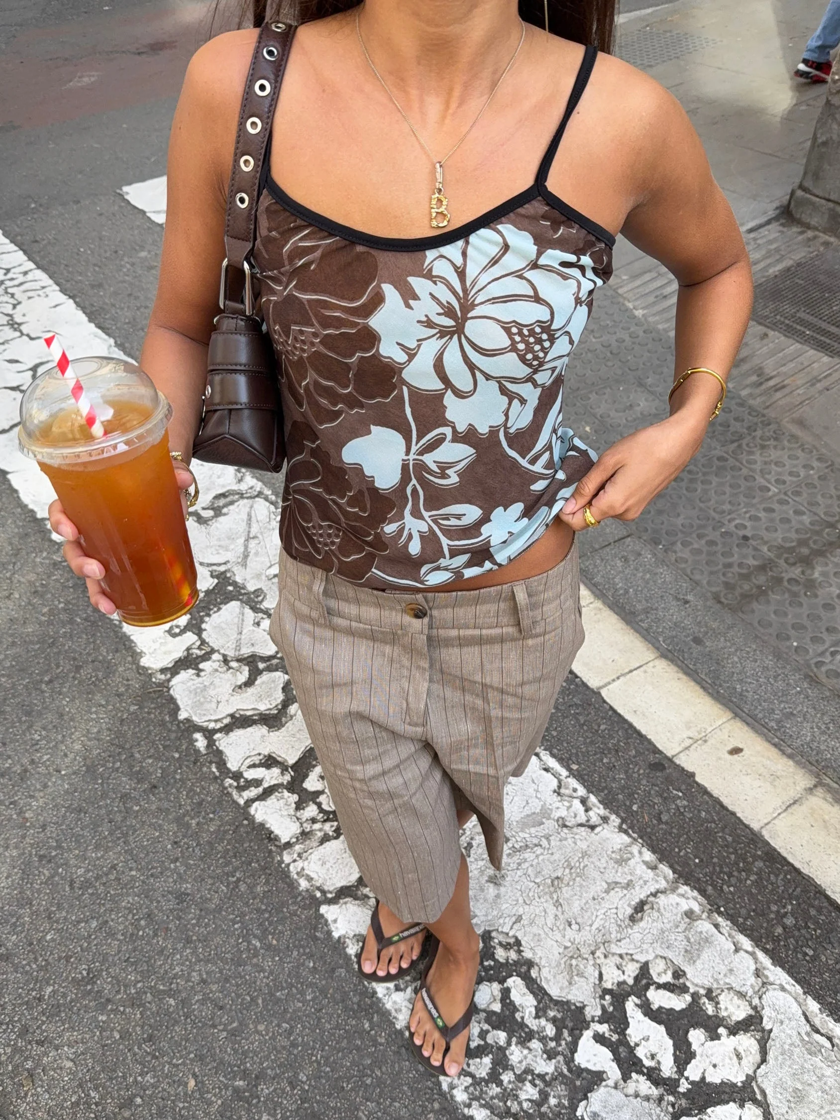 Candela top with flowers – Blue/brown 3 Candela top with flowers – Blue/brown