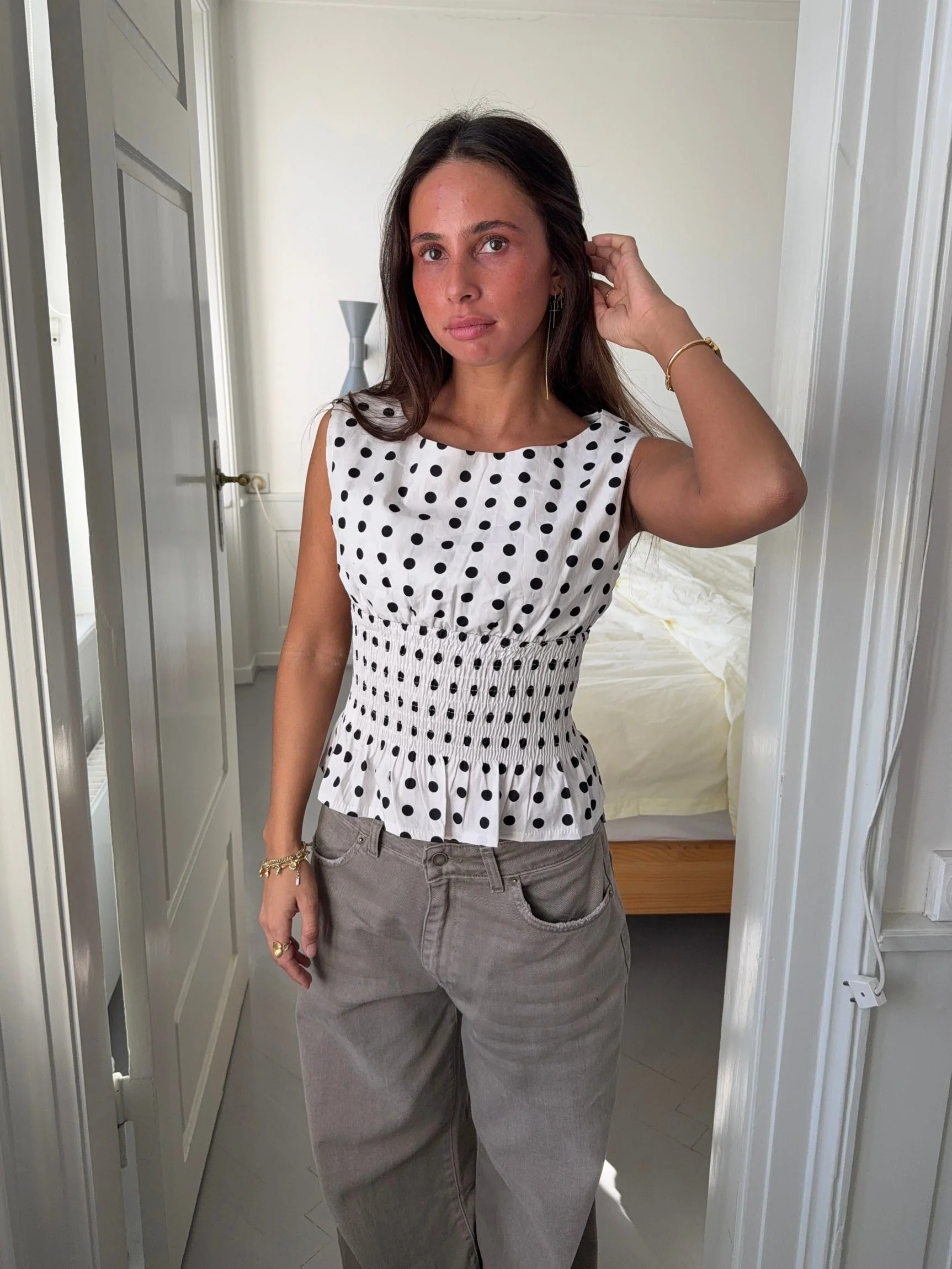 Cathrine smock polka dotted top - White/black 11 Cathrine smock polka dotted top - White/black