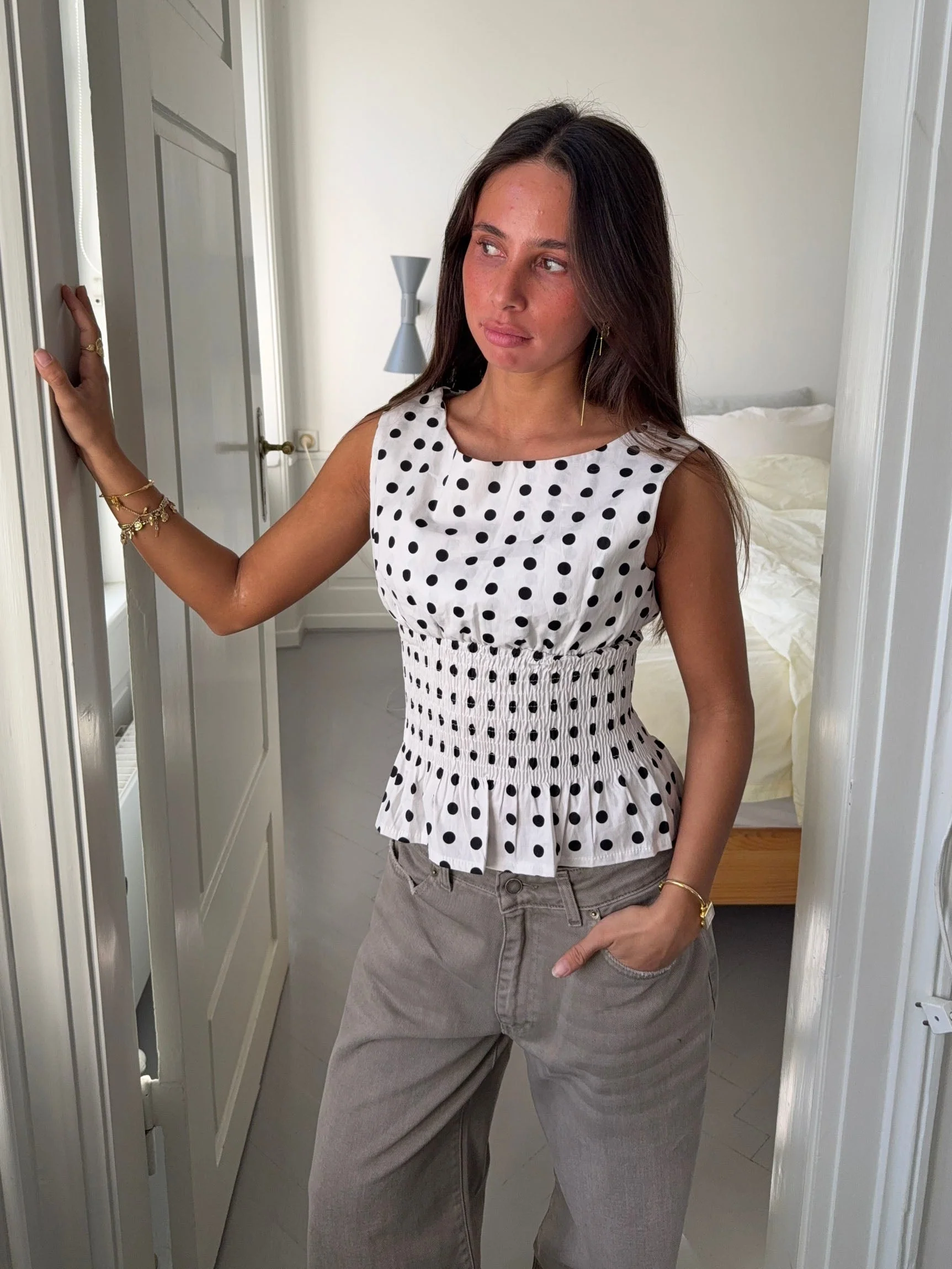 Cathrine smock polka dotted top - White/black 6 Cathrine smock polka dotted top - White/black