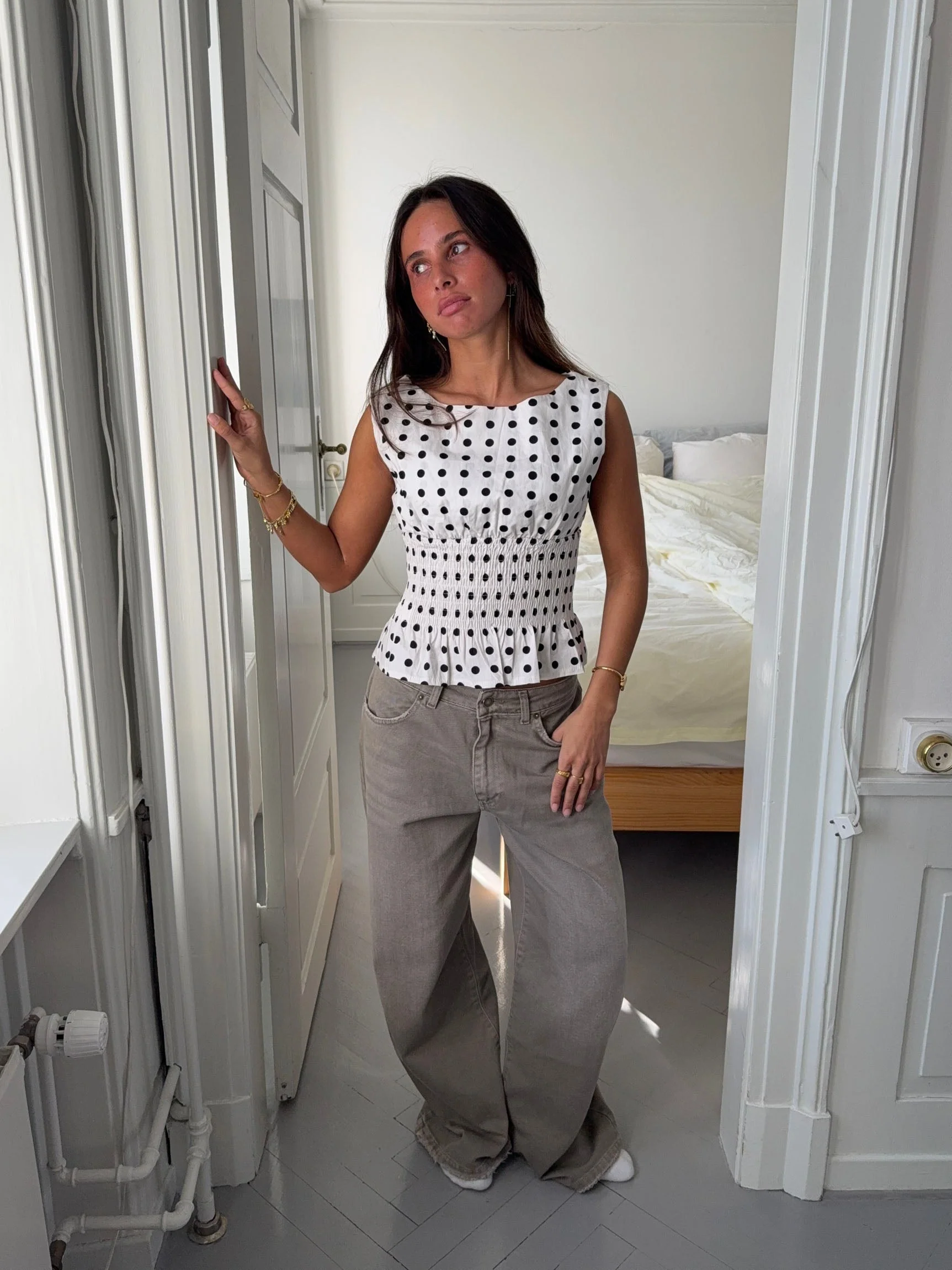 Cathrine smock polka dotted top - White/black 8 Cathrine smock polka dotted top - White/black