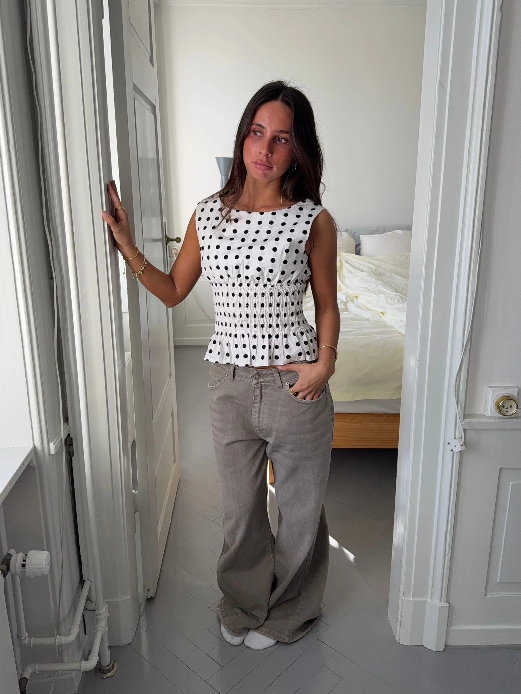 Cathrine smock polka dotted top - White/black 9 Cathrine smock polka dotted top - White/black