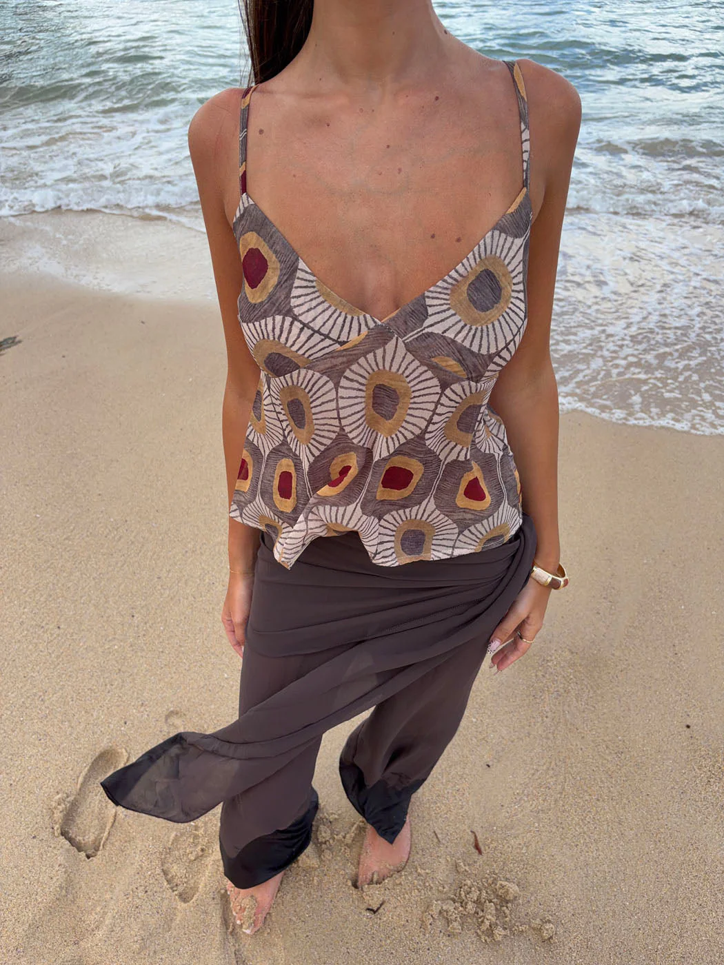 Novinia top with pattern – Beige/brown 10 Novinia top with pattern – Beige/brown