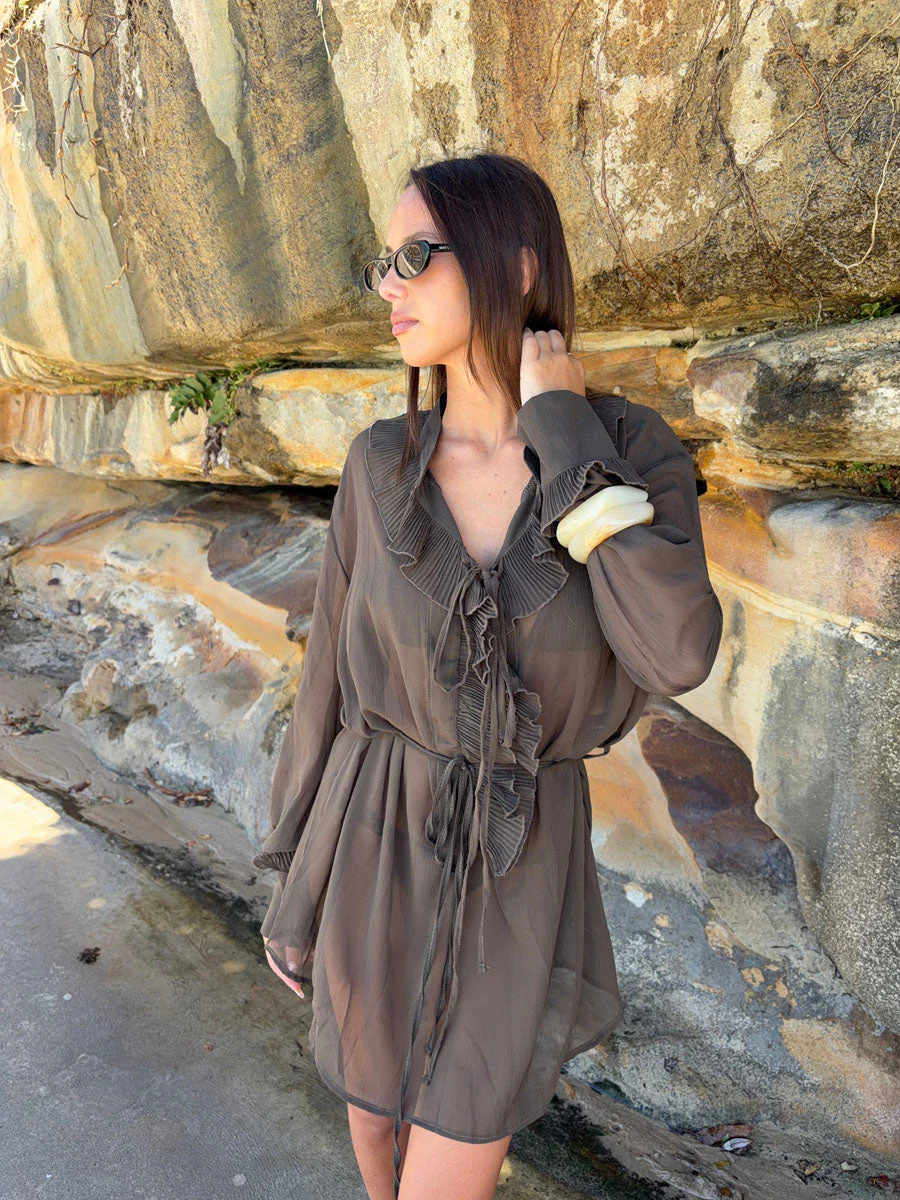 Rose dress with ruffles – Dark Brown 2 Rose dress with ruffles – Dark Brown
