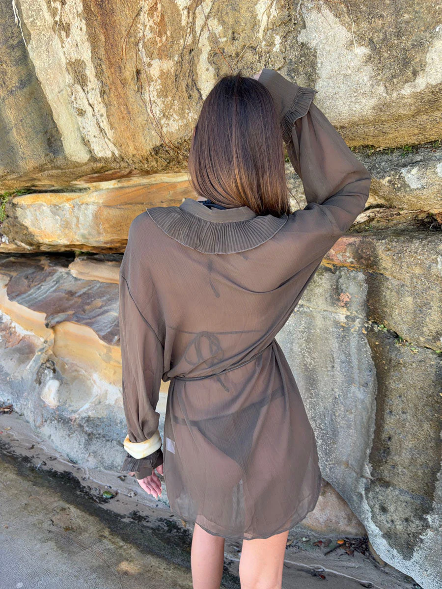 Rose dress with ruffles – Dark Brown 3 Rose dress with ruffles – Dark Brown