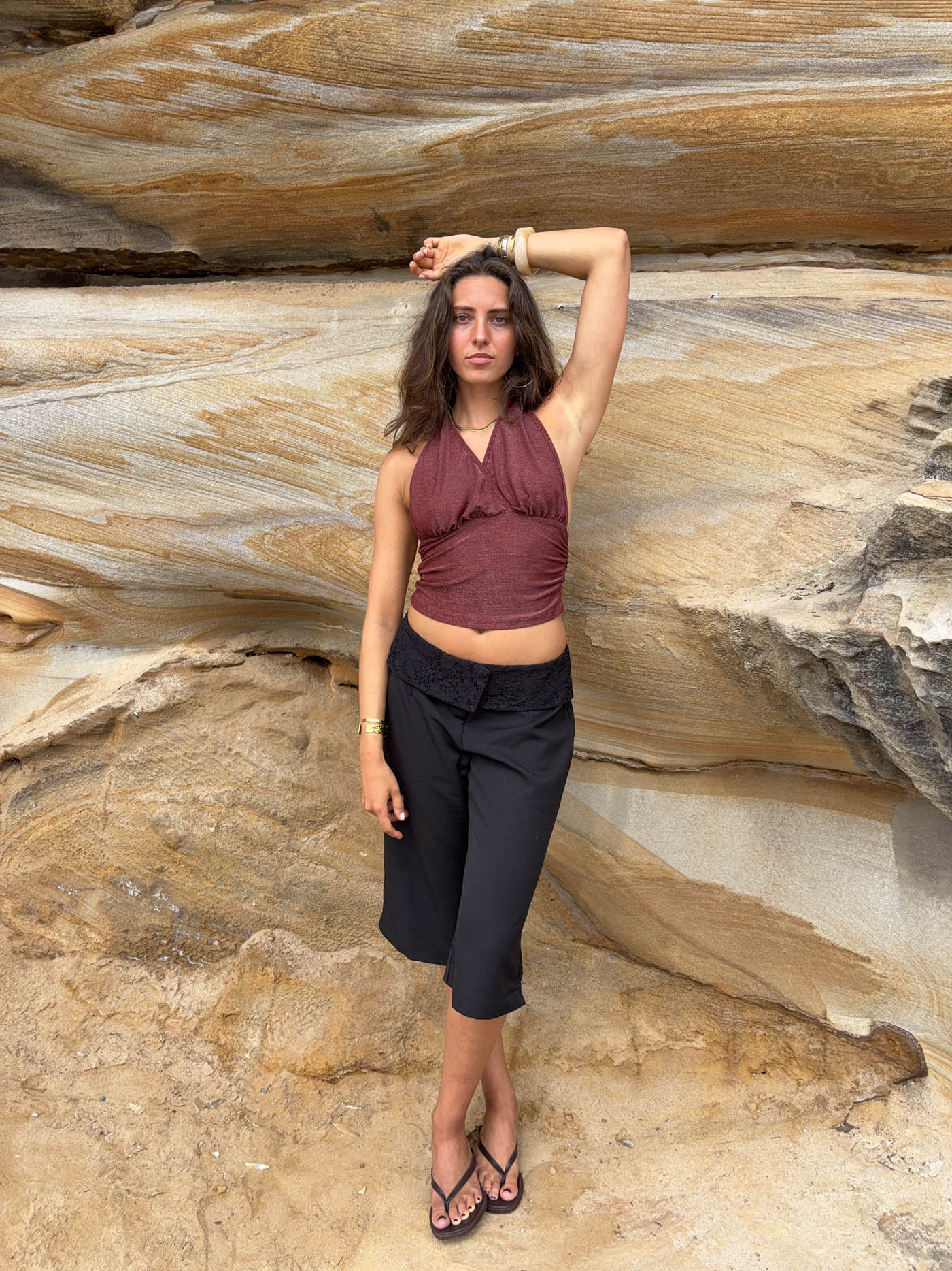 Mira halterneck top with glitter - Rust 10 Mira halterneck top with glitter - Rust