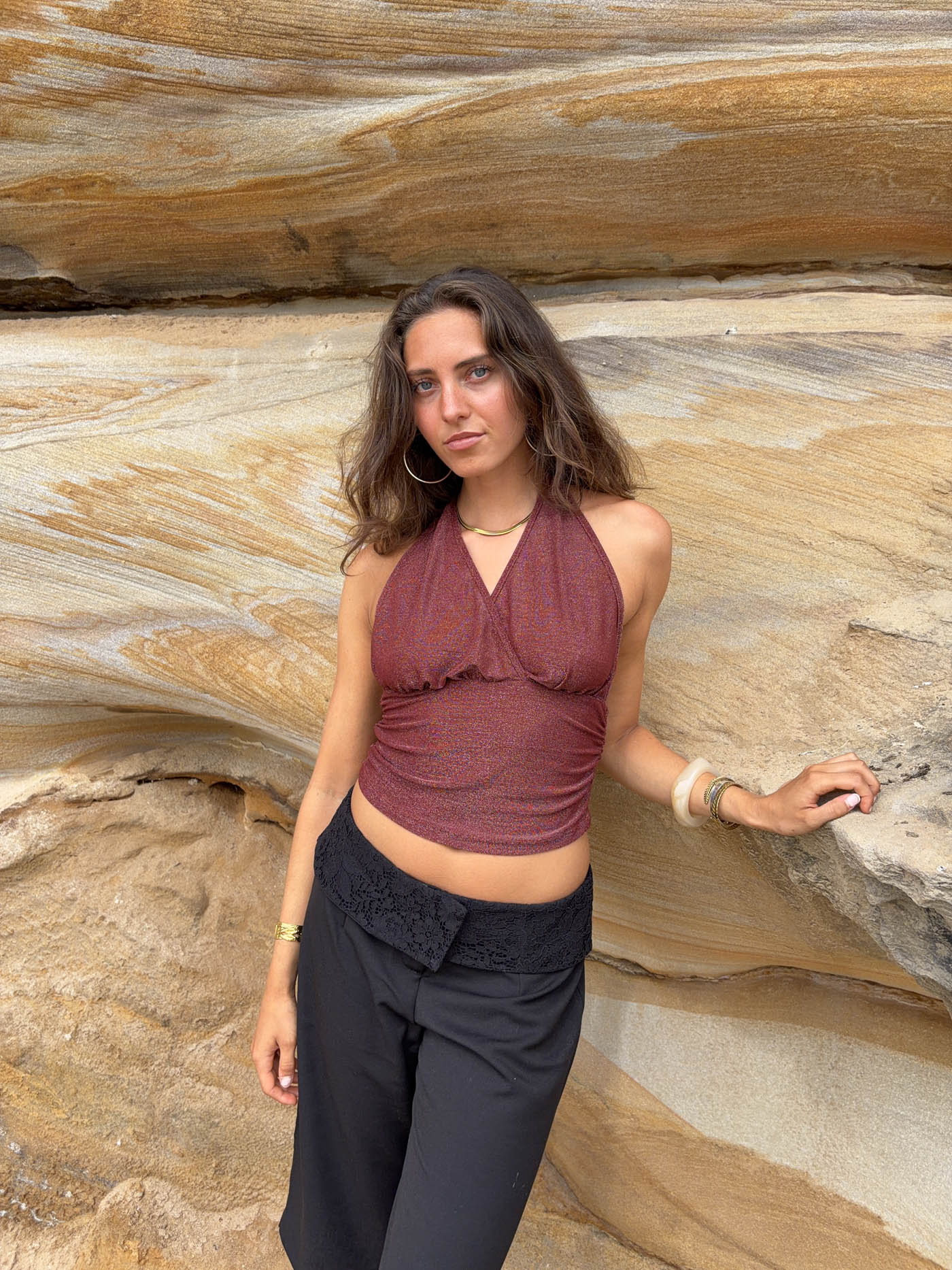 Mira halterneck top with glitter - Rust 6 Mira halterneck top with glitter - Rust