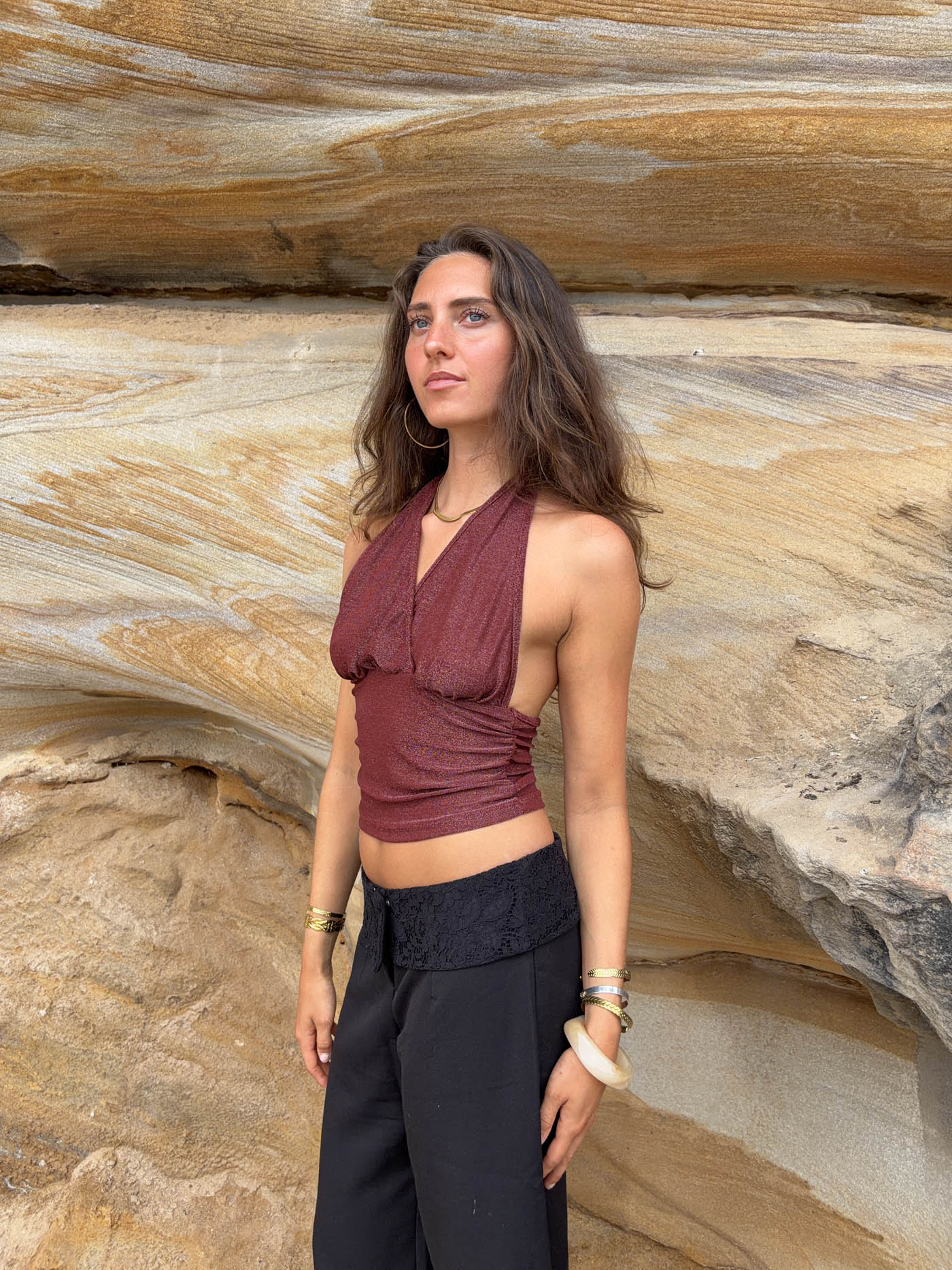Mira halterneck top with glitter - Rust 7 Mira halterneck top with glitter - Rust