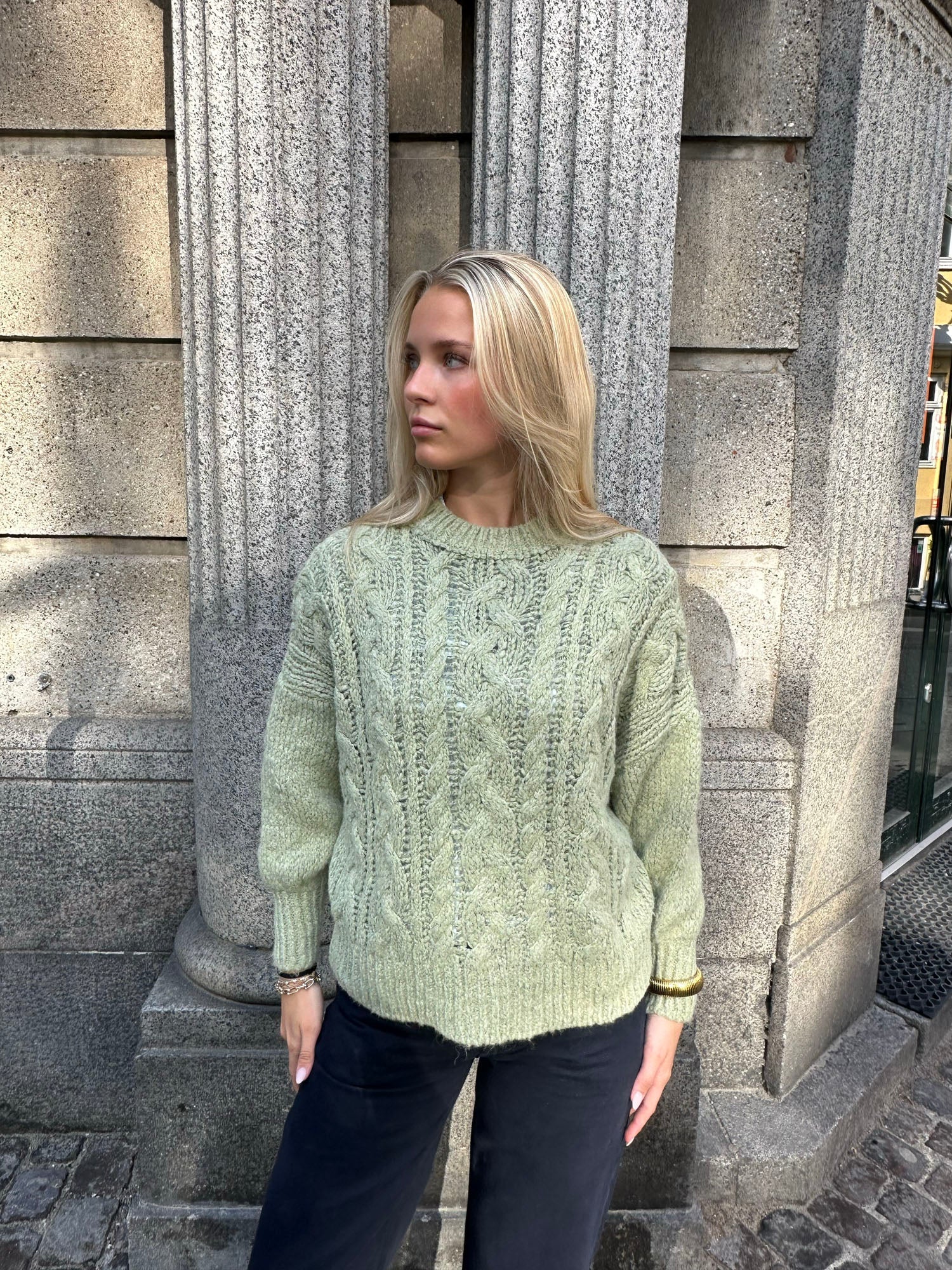 Raffaella knit sweater with balloon sleeves - Sage green 10 Raffaella knit sweater with balloon sleeves - Sage green