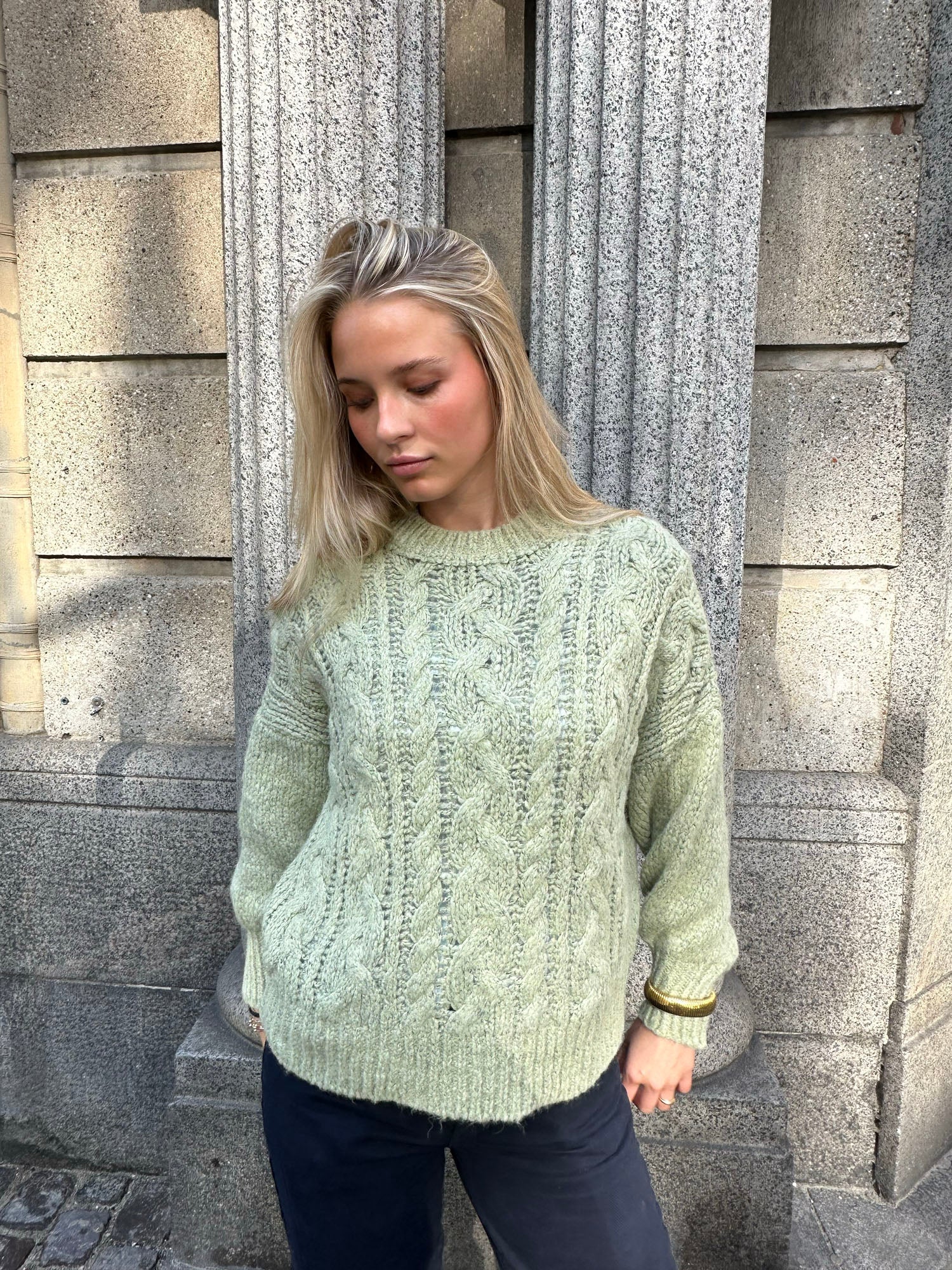 Raffaella knit sweater with balloon sleeves - Sage green 3 Raffaella knit sweater with balloon sleeves - Sage green
