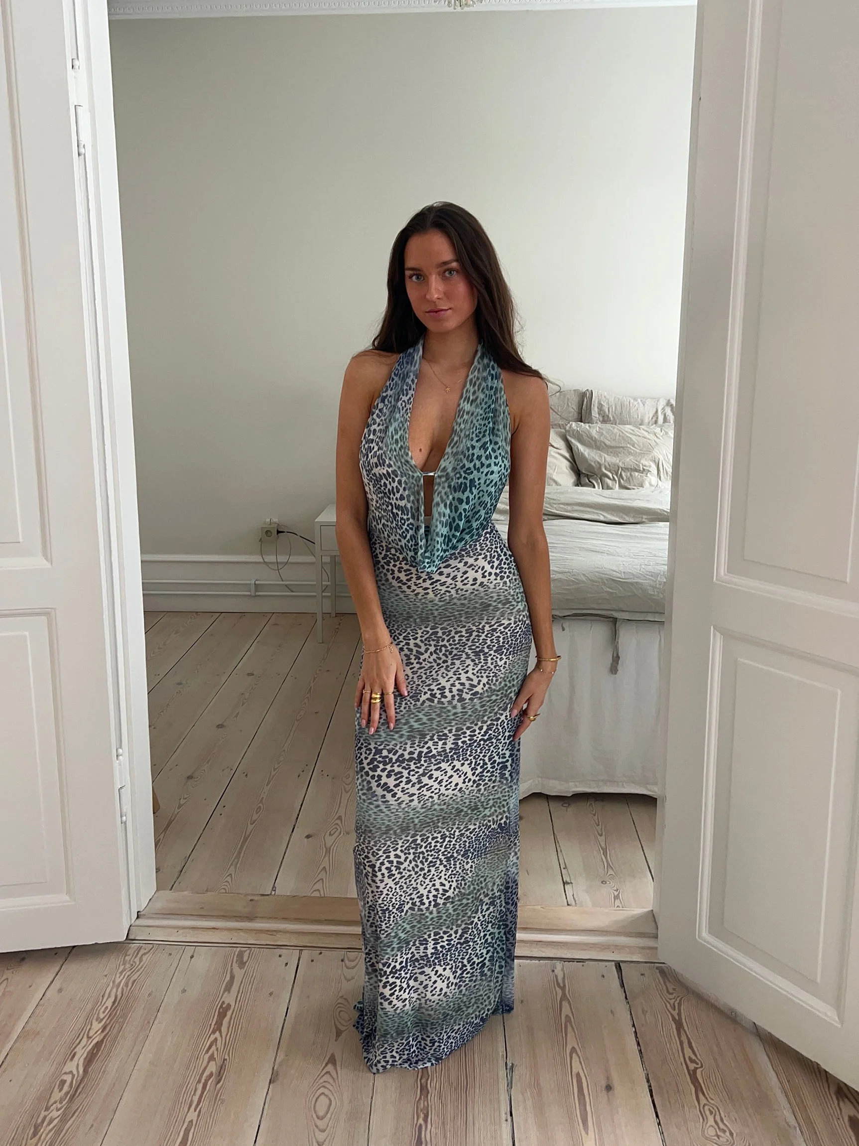 Columbine maxi dress - Light blue with print 2 Columbine maxi dress - Light blue with print