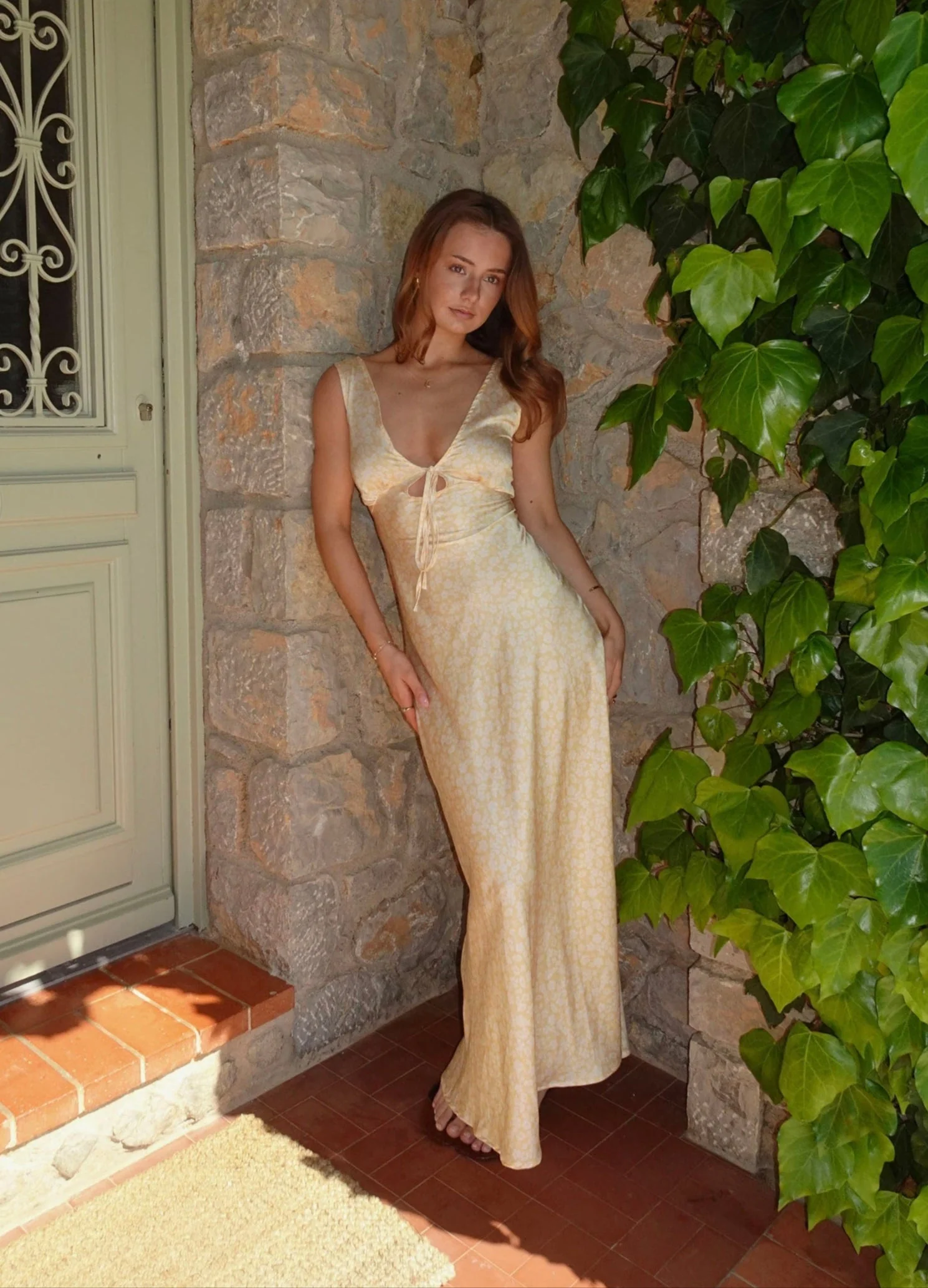 Cylvia maxi dress with floral pattern – Yellow/white 1 Cylvia maxi dress with floral pattern – Yellow/white