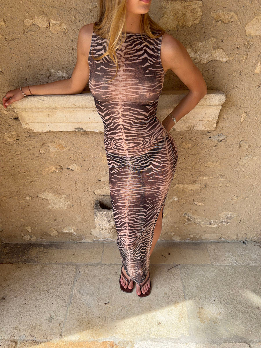Dandina dress with zebra print - Black/beige 6 Dandina dress with zebra print - Black/beige