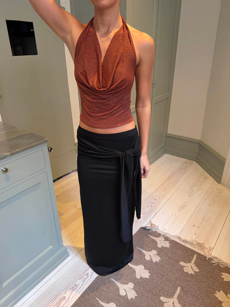 Stella maxi skirt with ties - Black 2 Stella maxi skirt with ties - Black